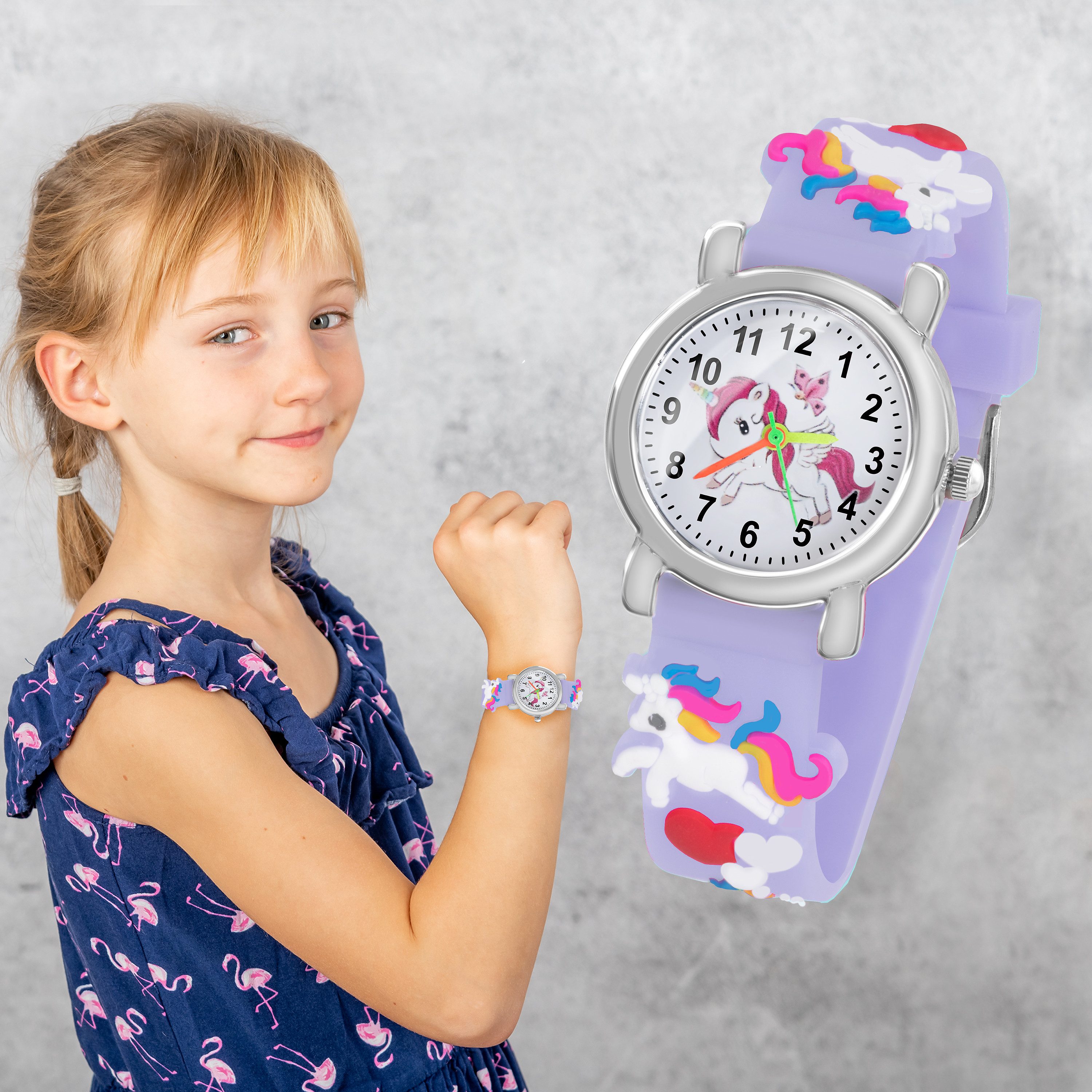 Taffstyle Quarzuhr Kinder Armbanduhr Einhorn Silikonuhr für Mädchen und Jungen, (Mädchen Jungen Sportuhr Bunte Kinderuhr Farbige Lernuhr Silikonuhr Süß)