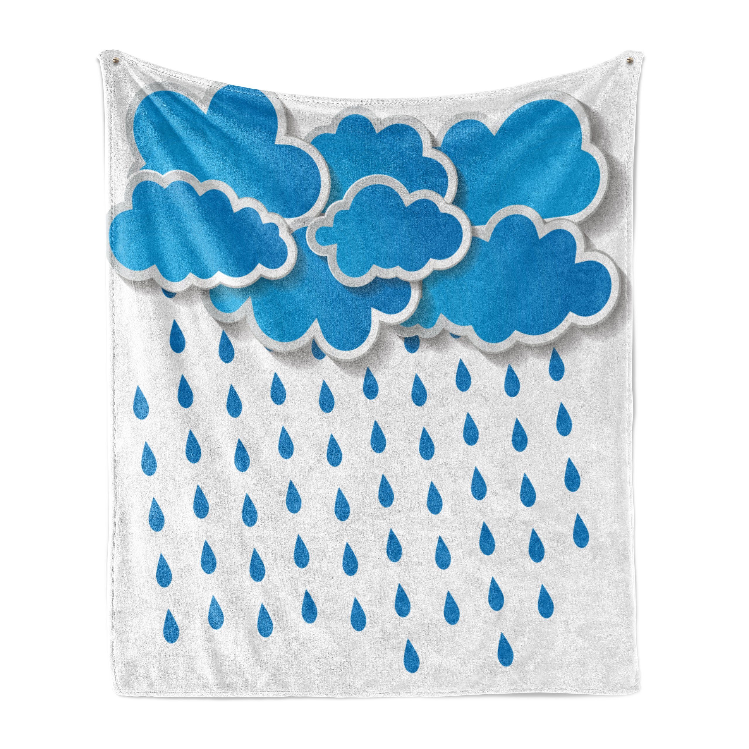 Wohndecke Gemütlicher Plüsch für den Innen- und Außenbereich, Abakuhaus, Blau Geschwollene Wolken Rainy Day