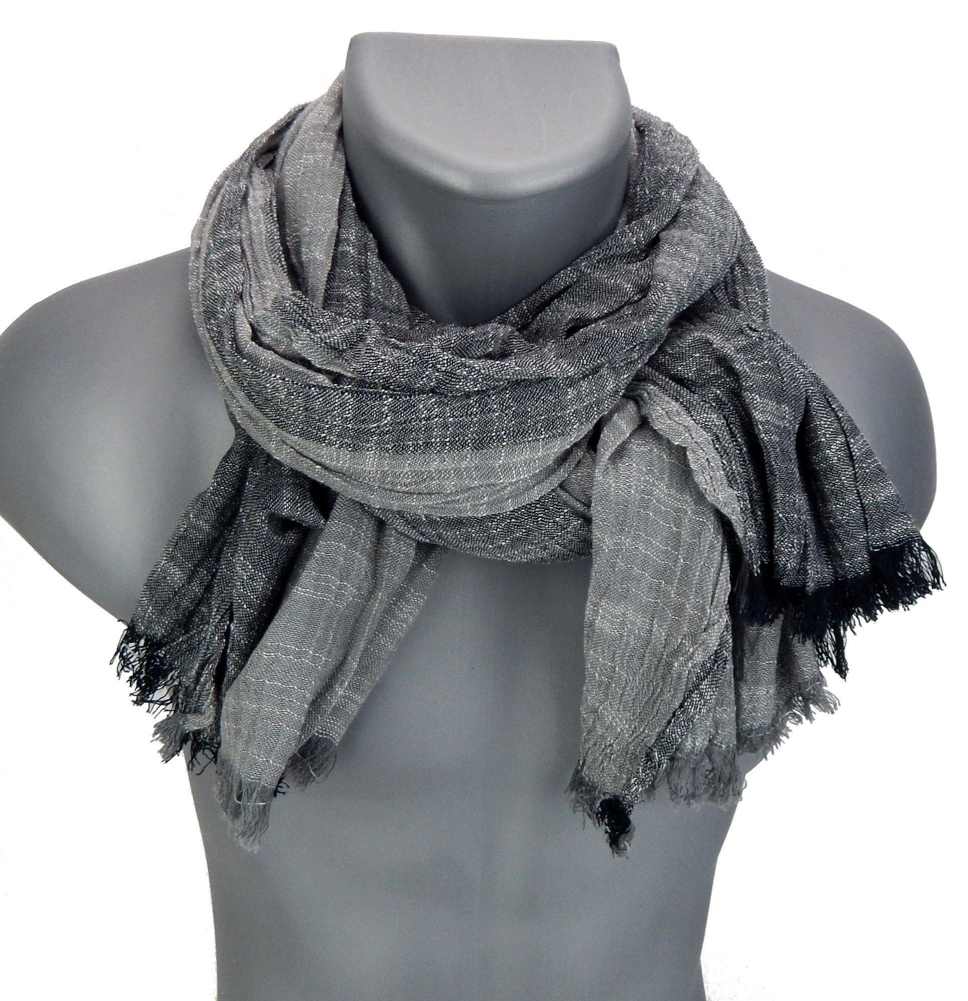 Ella Jonte Modeschal, leichter breiter Herrenschal aus Baumwolle in Leinen- günstig online kaufen