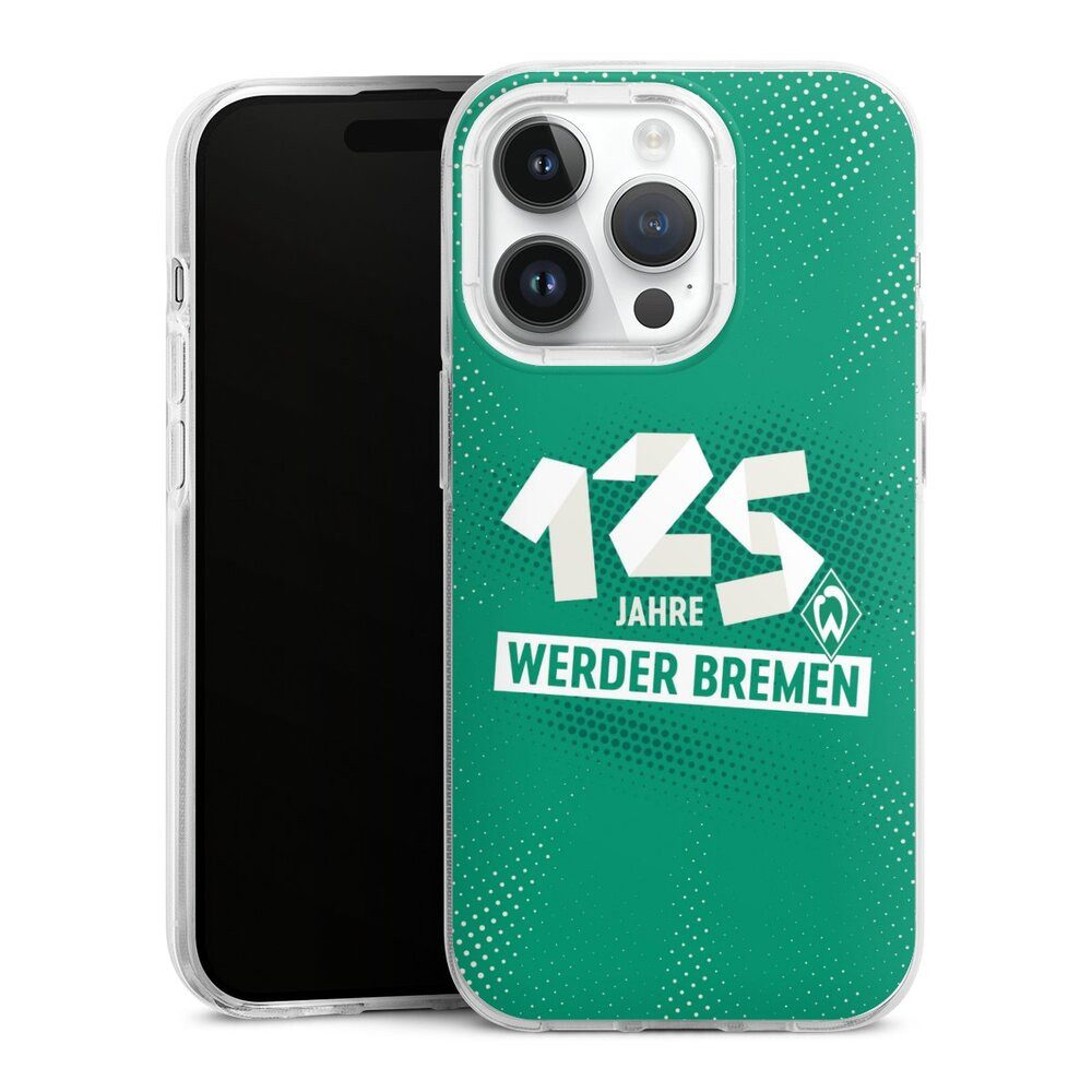 DeinDesign Handyhülle 125 Jahre Werder Bremen Offizielles Lizenzprodukt, Apple iPhone 14 Pro Silikon Hülle Bumper Case Handy Schutzhülle