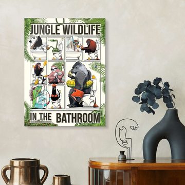 Posterlounge Acrylglasbild Wyatt9, Dschungeltiere im Badezimmer, Kindergarten Kindermotive