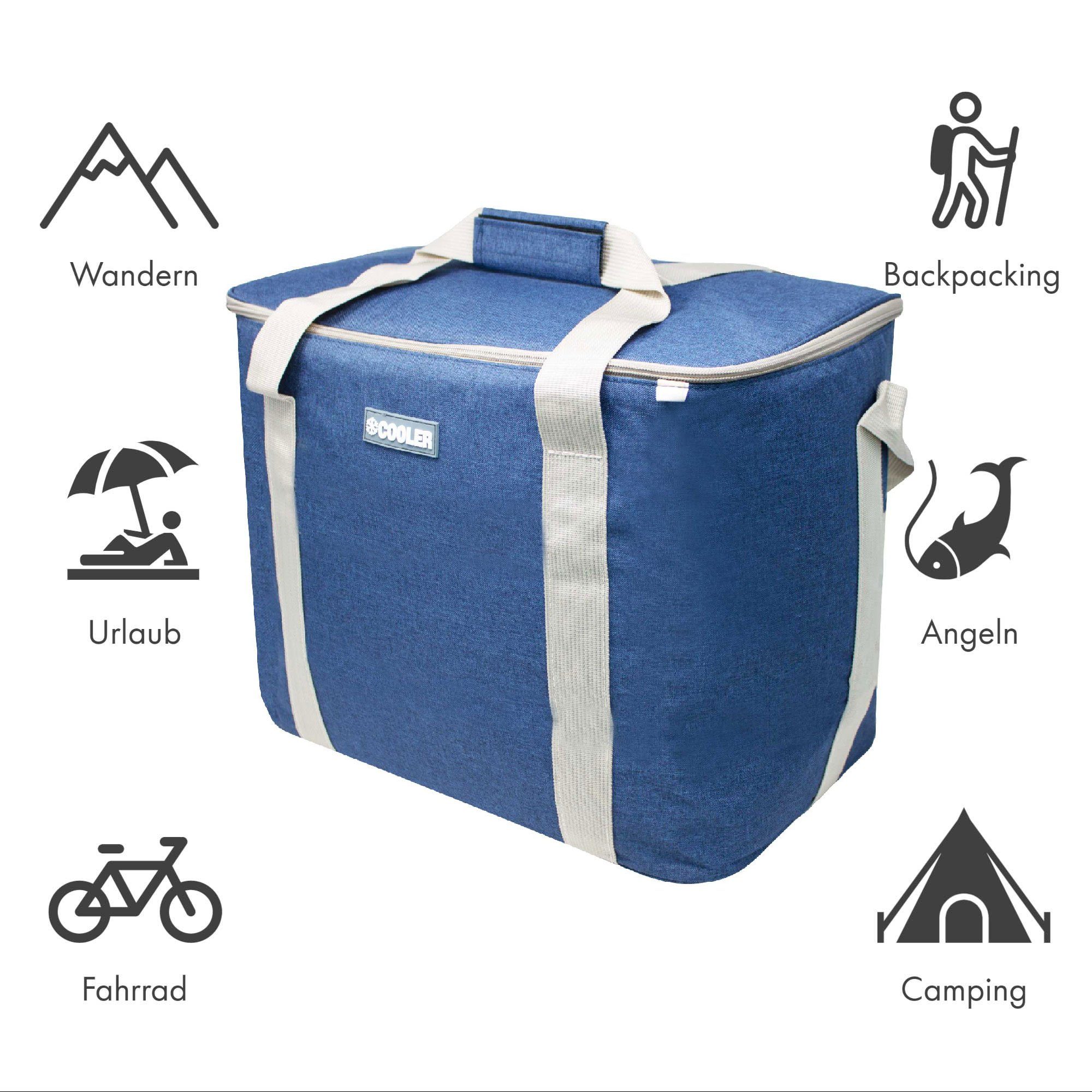 ToCi Kühltasche 36 Liter große Kühltasche Kühlbox Thermotasche Camping Navy-Blau – Bild 5 von 5