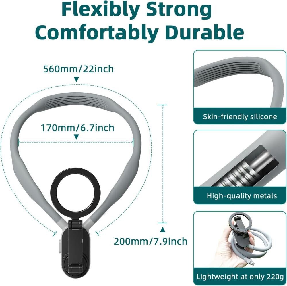 FELIXLEO Handy-Halterung Magnetische Nackenhalterung Handy Halter POV iPhone Android, (1-tlg) – Bild 4 von 5