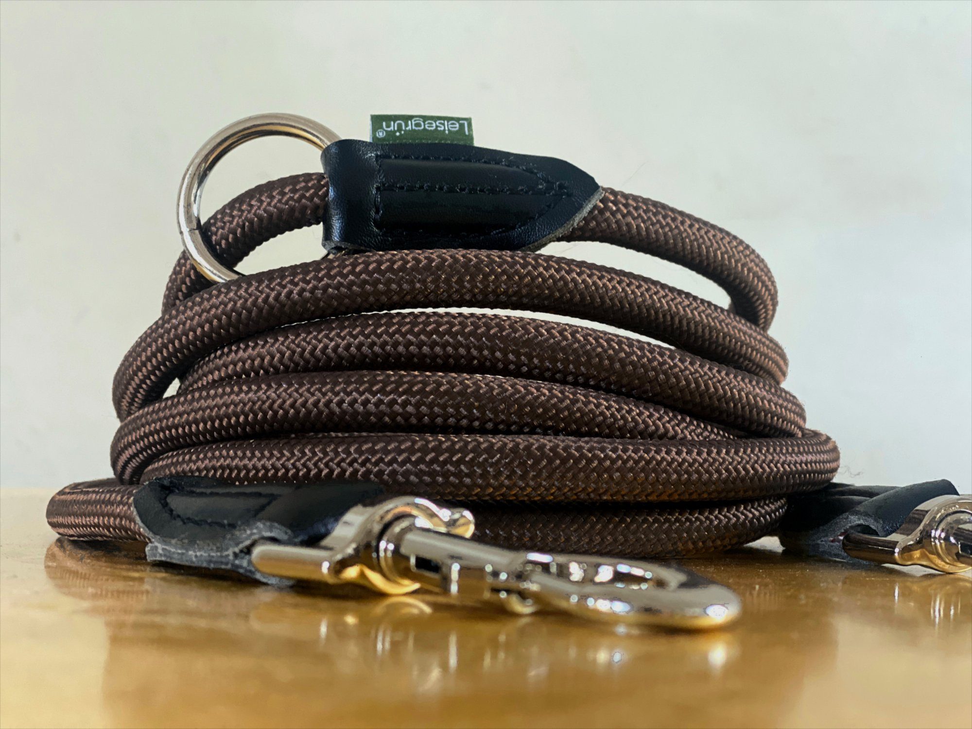 Leisegrün Hundeleine Hundeleine für große Hunde, Hundeleine 3m verstellbar - Braun, Nylon