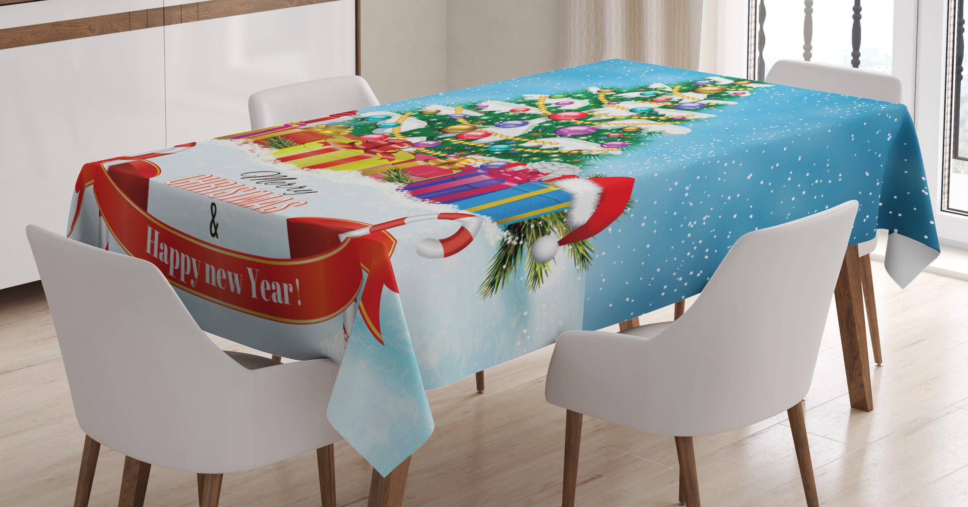 Abakuhaus Tischdecke Farbfest Waschbar Für den Außen Bereich geeignet Klare Farben, Weihnachten Neujahr Themenboxen