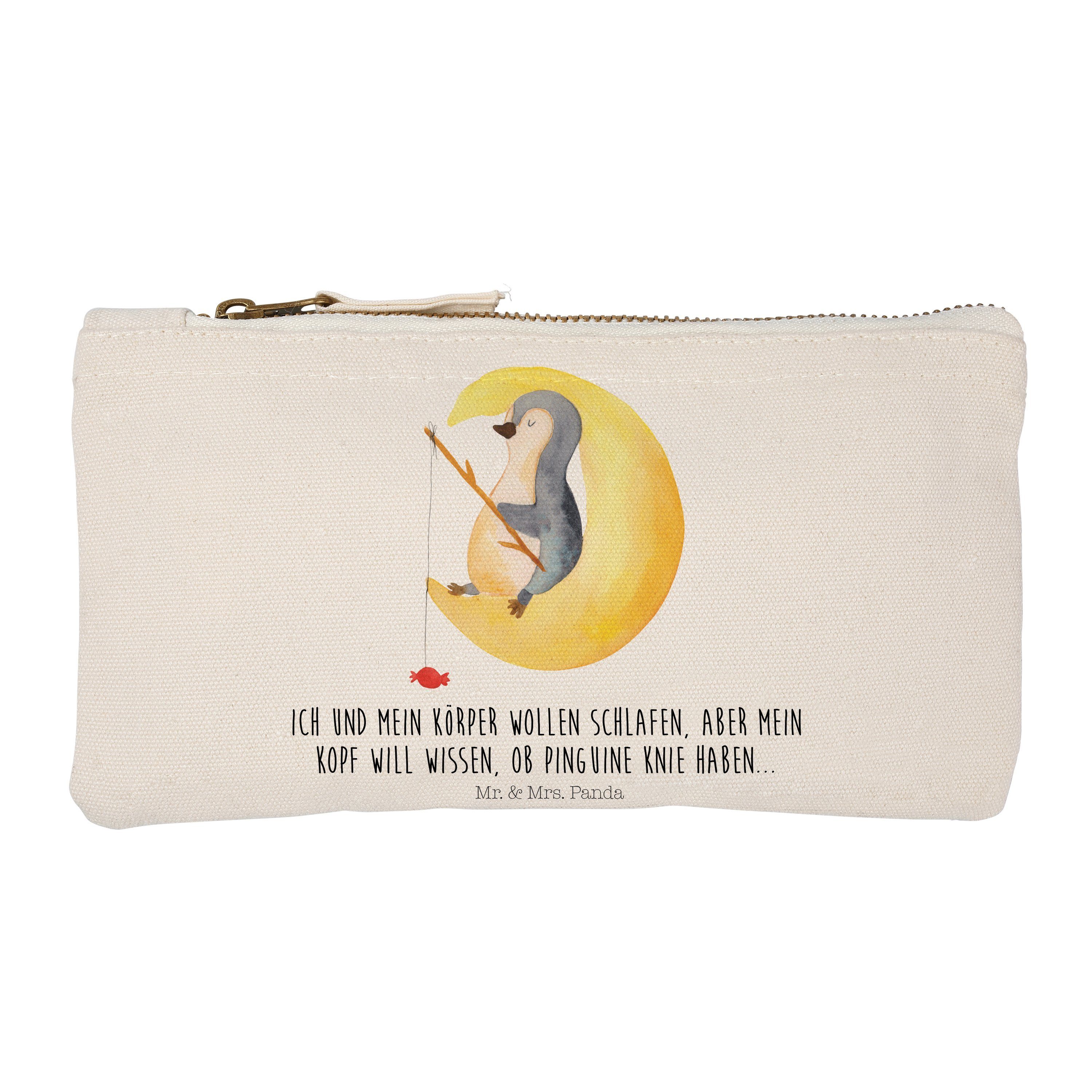 Mr. & Mrs. Panda Kosmetiktasche Pinguin Mond - Weiß - Geschenk, Angel, Nachtruhe, Federmappe, Einschl (1-tlg) | Canvas-Taschen