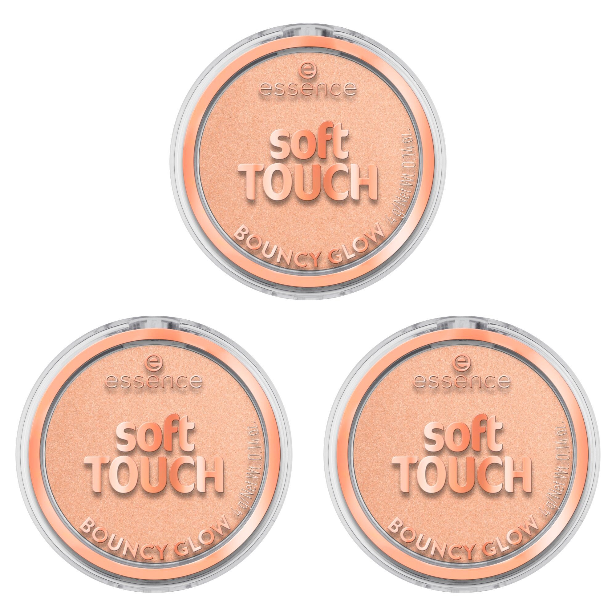 Essence Highlighter soft TOUCH BOUNCY GLOW, 3-tlg., 3-tlg., cremige Textur, aufhellend, leichter Duft, alle Hauttypen