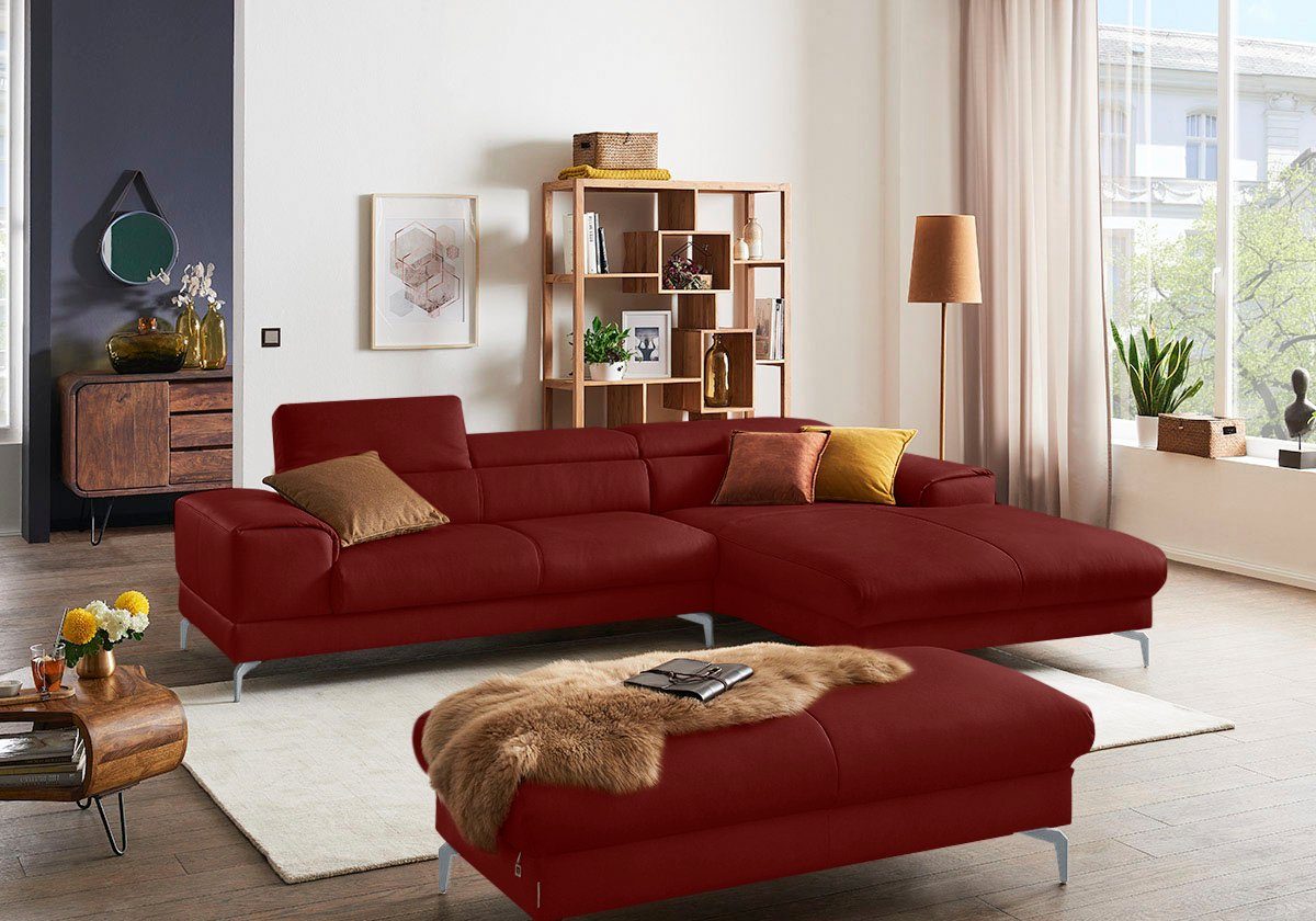 W.SCHILLIG Polsterhocker piedroo, Designsofa mit tollem Sitzkomfort, bequem, L-Form, Füße in Silber matt