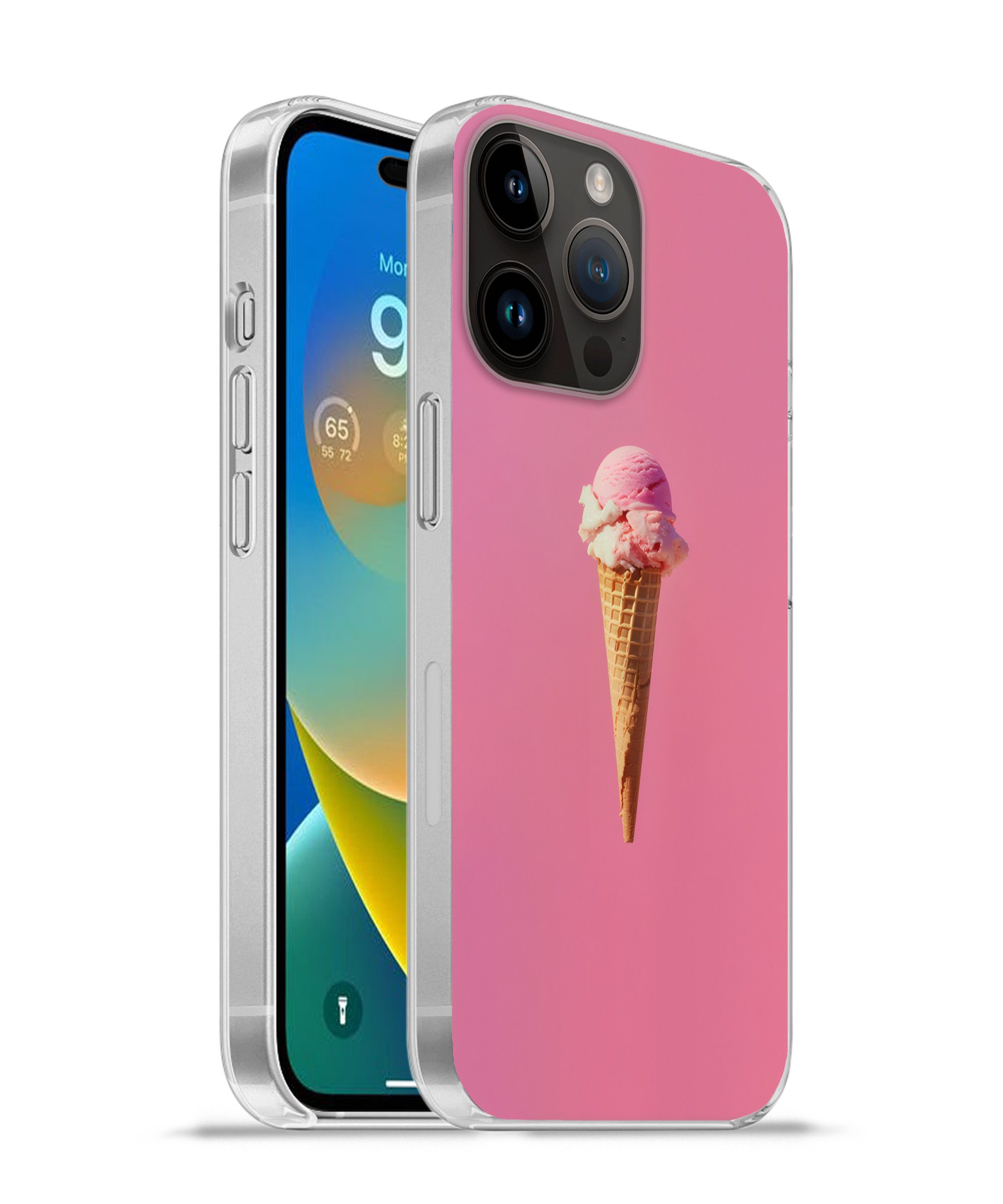 MuchoWow Handyhülle für Apple iPhone 14 Pro Horn - Schaufel Eiscreme - Rosa, Smartphone-Bumper, Print, Handy Schutzhülle Dünn