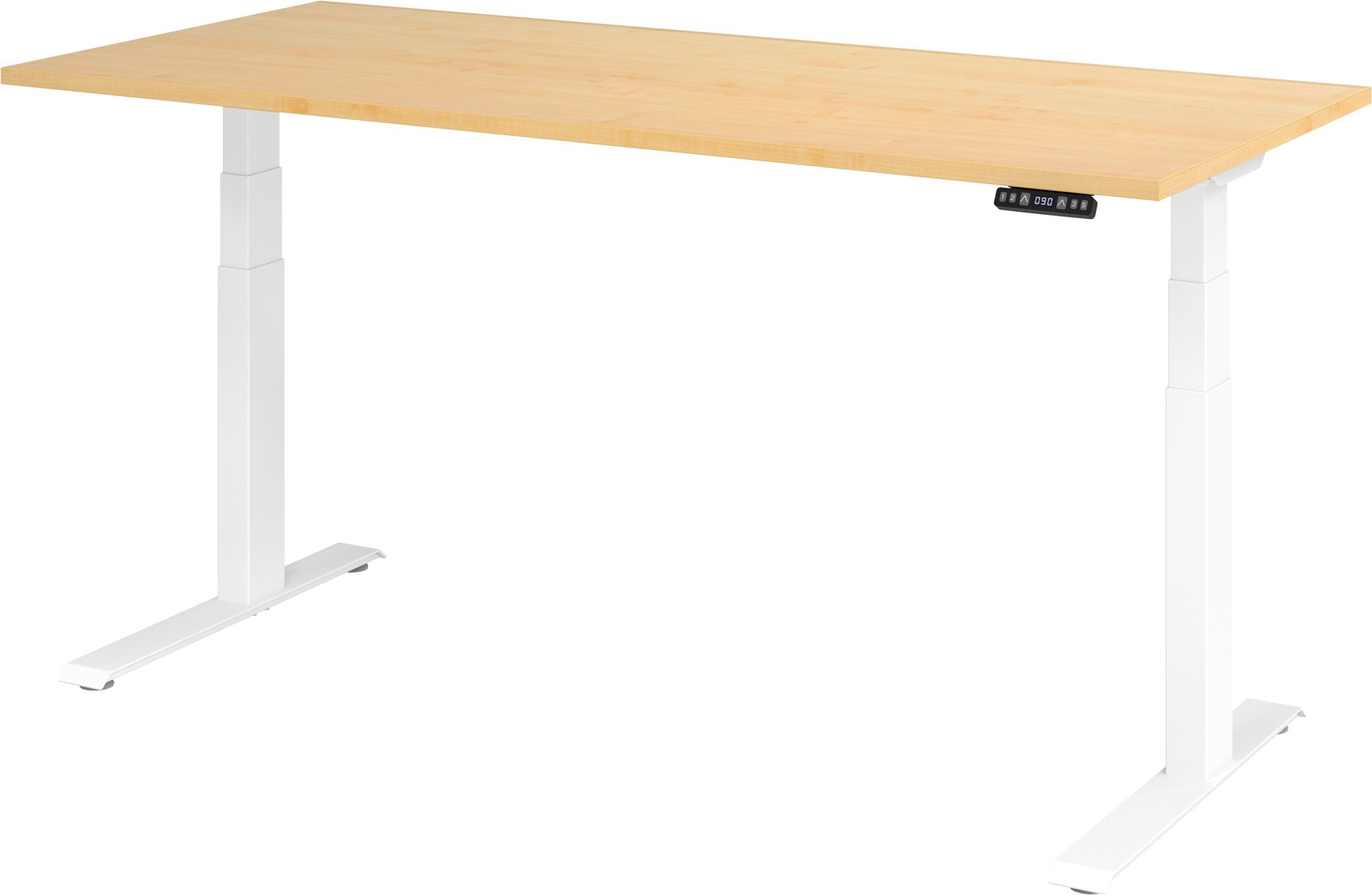 bümö Schreibtisch Schreibtisch elektrisch XDKB, Rechteck: 180 x 80 cm - Dekor: Ahorn - Gestell: Weiß Weiß | Ahorn