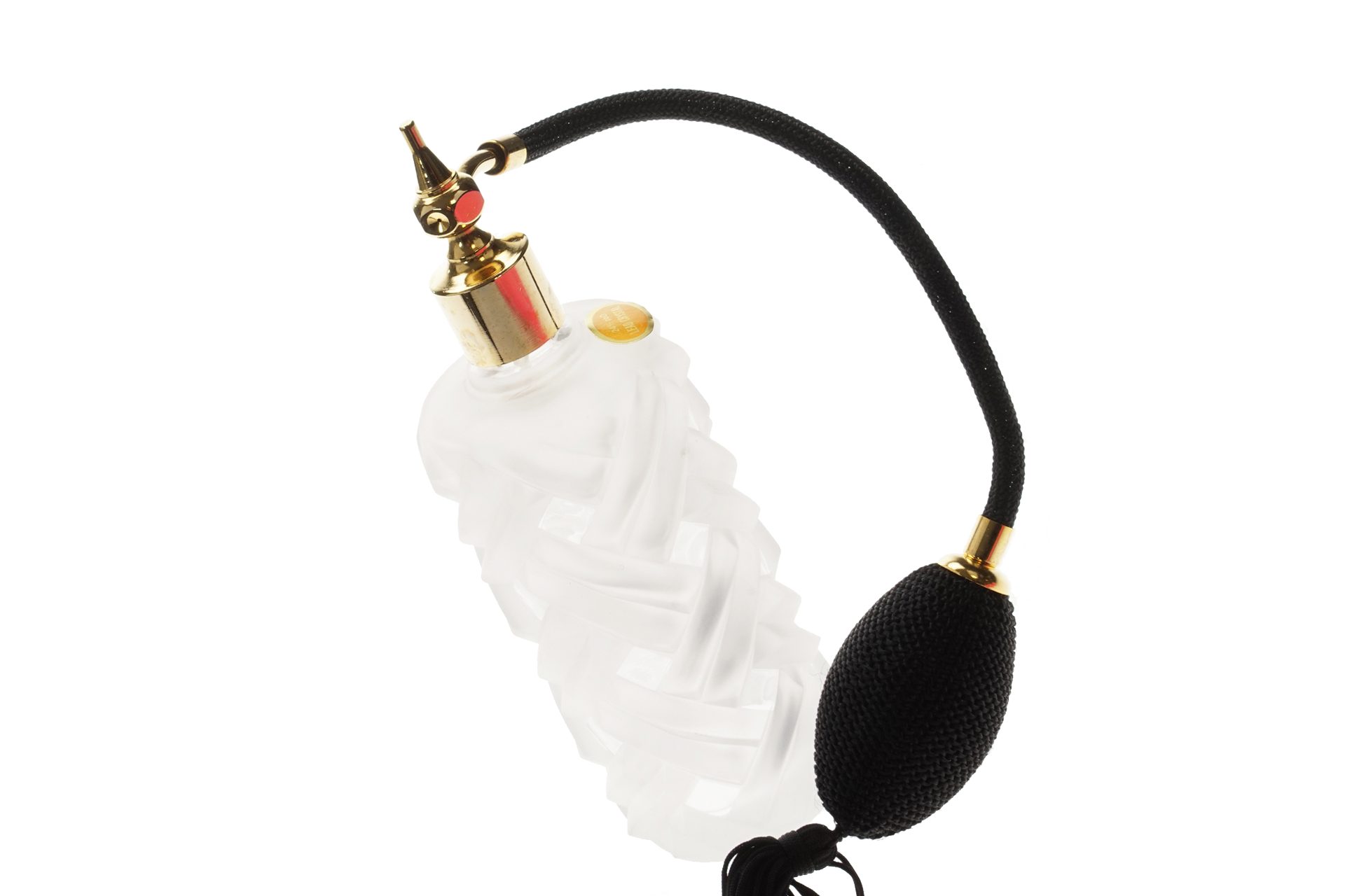 Fantasia Beauty Parfümzerstäuber Tischzerstäuber rund 24 % Bleikristall mit Ballpumpe schwarz/goldf (1 St), 24 % Bleikristall