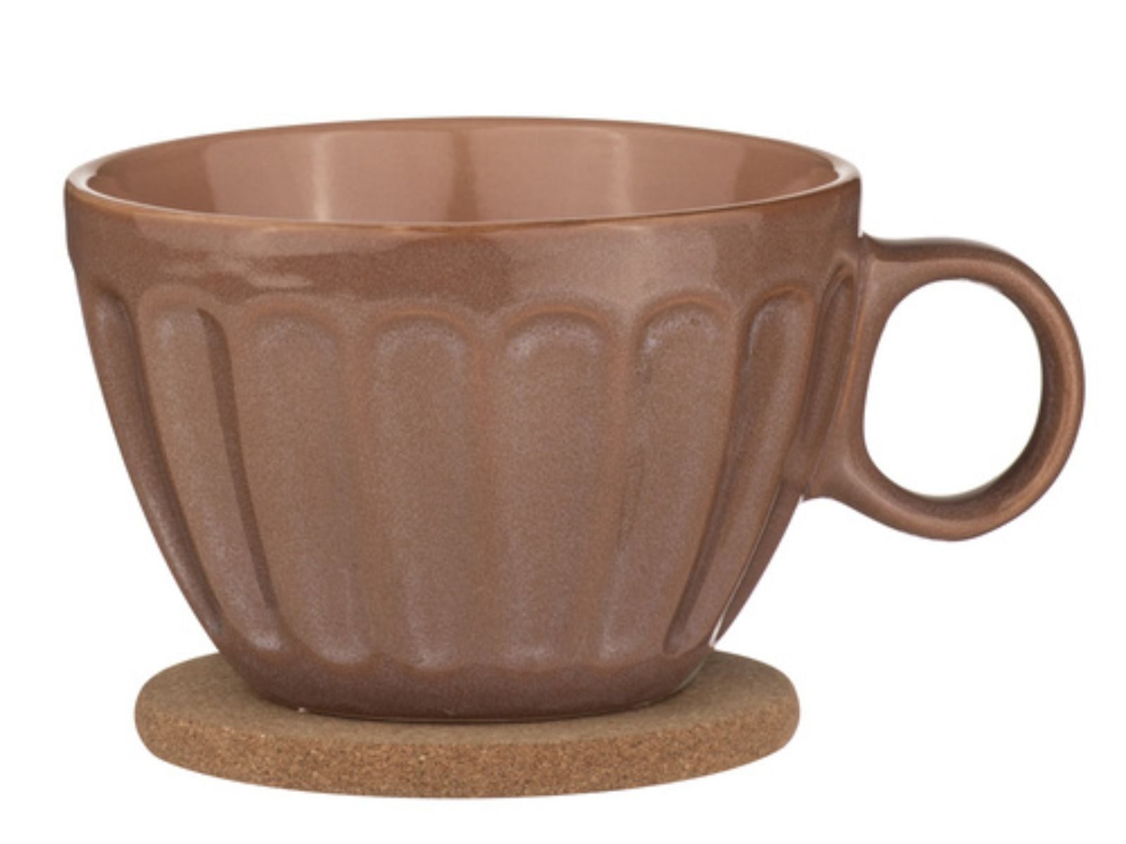 Ladelle Becher ELAN Becher- und Untersetzerset terrakotta, Steinzeug / Kork, Elan Terracotta Duo Mug & Coaster Set Assorted