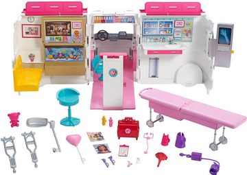 Barbie Puppen Fahrzeug Krankenwagen 2-in-1 Spielset, mit Licht & Geräuschen