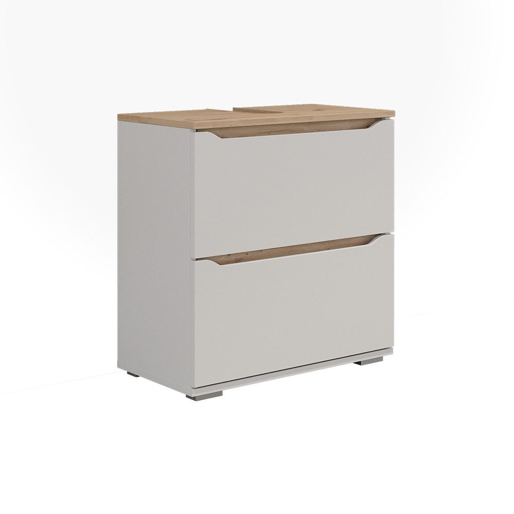 Vicco Waschbeckenunterschrank Ruben, Weiß/Artisan-Eiche, 60.2 x 62.5 cm mit 2 Schubladen