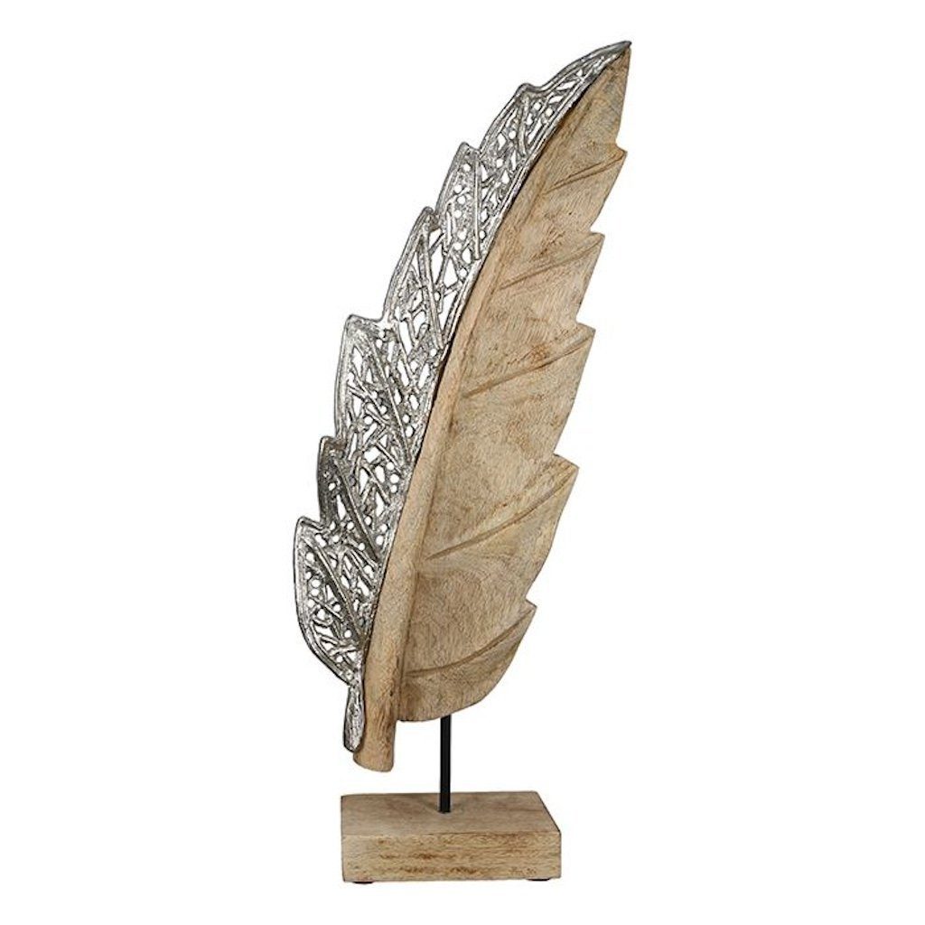 GILDE Dekoobjekt „Jali“ und aus Aluminiu Qualitäts-Echtholz-Skulptur Mangoholz Elegante