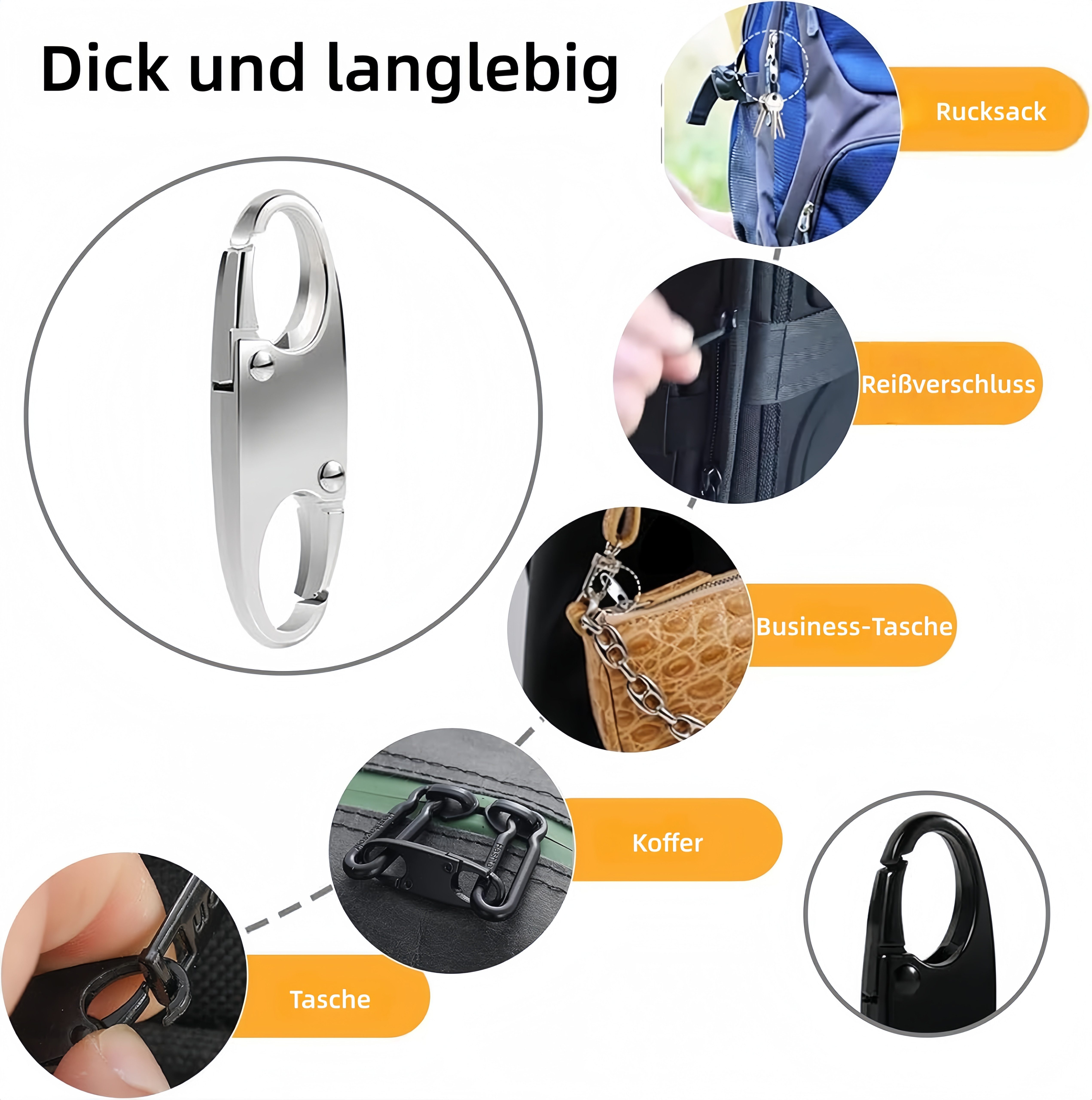FOUORTUNATE-BEE Reißverschluss 10 abnehmbare Diebstahlschutz-Zipper für Rucksäcke & Taschen, Universelle Zipper-Slider für Gepäck, Handtaschen und Rucksäcke – Bild 5 von 5