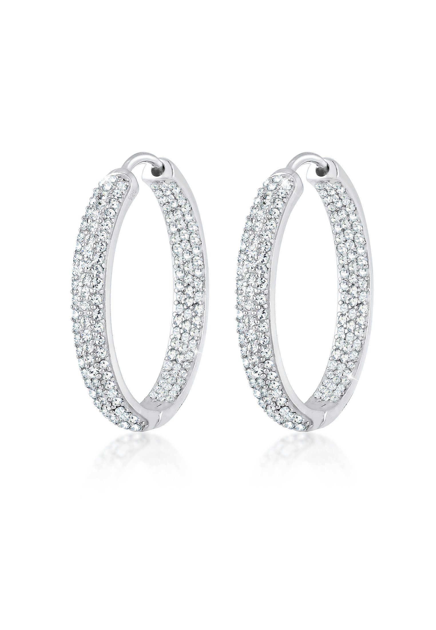 Elli Premium Paar Creolen Creolen mit Glas Kristalle 925 Sterling Silber günstig online kaufen