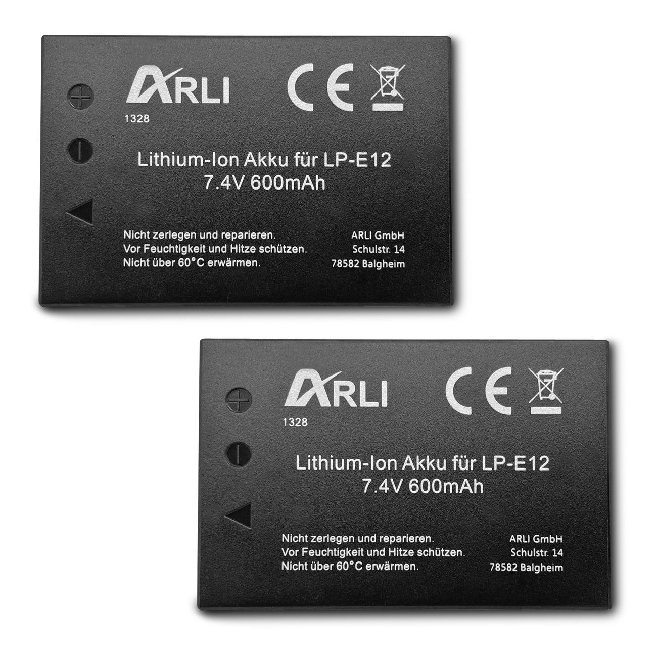 100% EOS-M50 passend Ersatzakku Akku Dual LPE12 für EOS Akku, Smart Canon 2x ARLI LCD kompatibel M50 USB LP-E12 + Ladegerät
