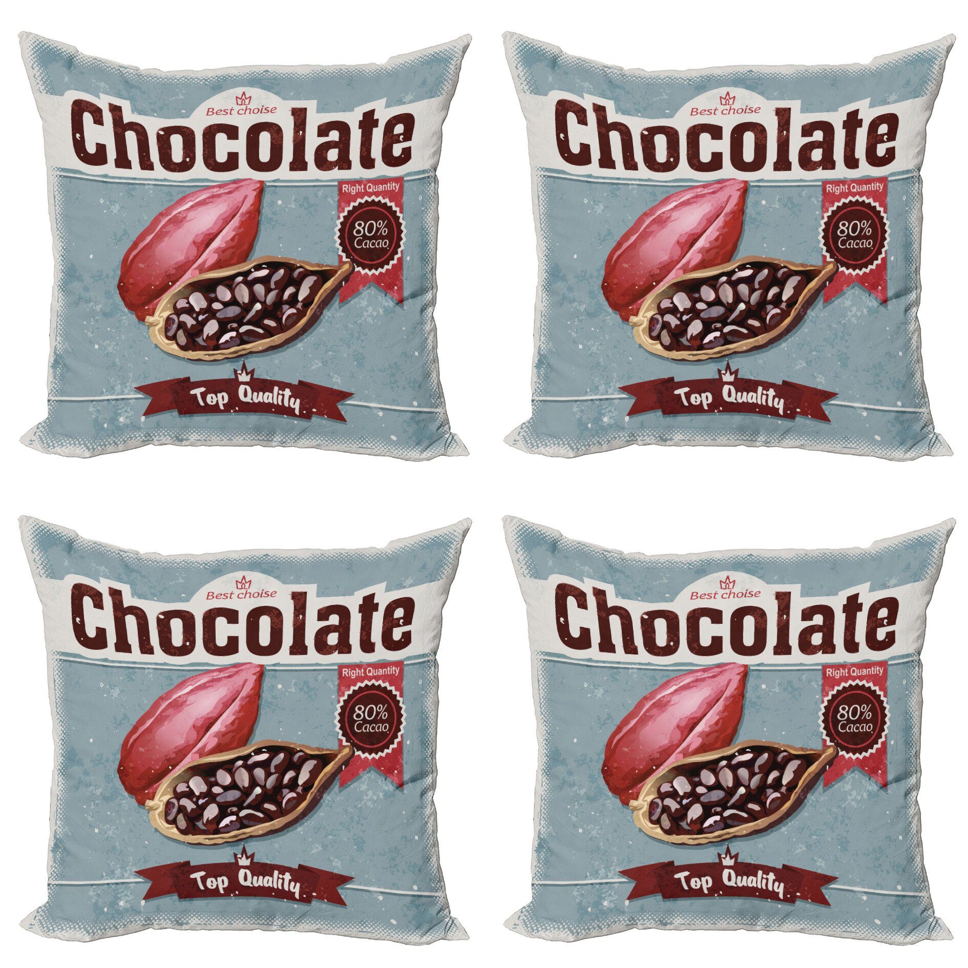 Online-Shopping Kissenbezüge Modern Accent Abakuhaus Digitaldruck, Doppelseitiger (4 Stück), Schokolade Beste Retro Wahl Kakao