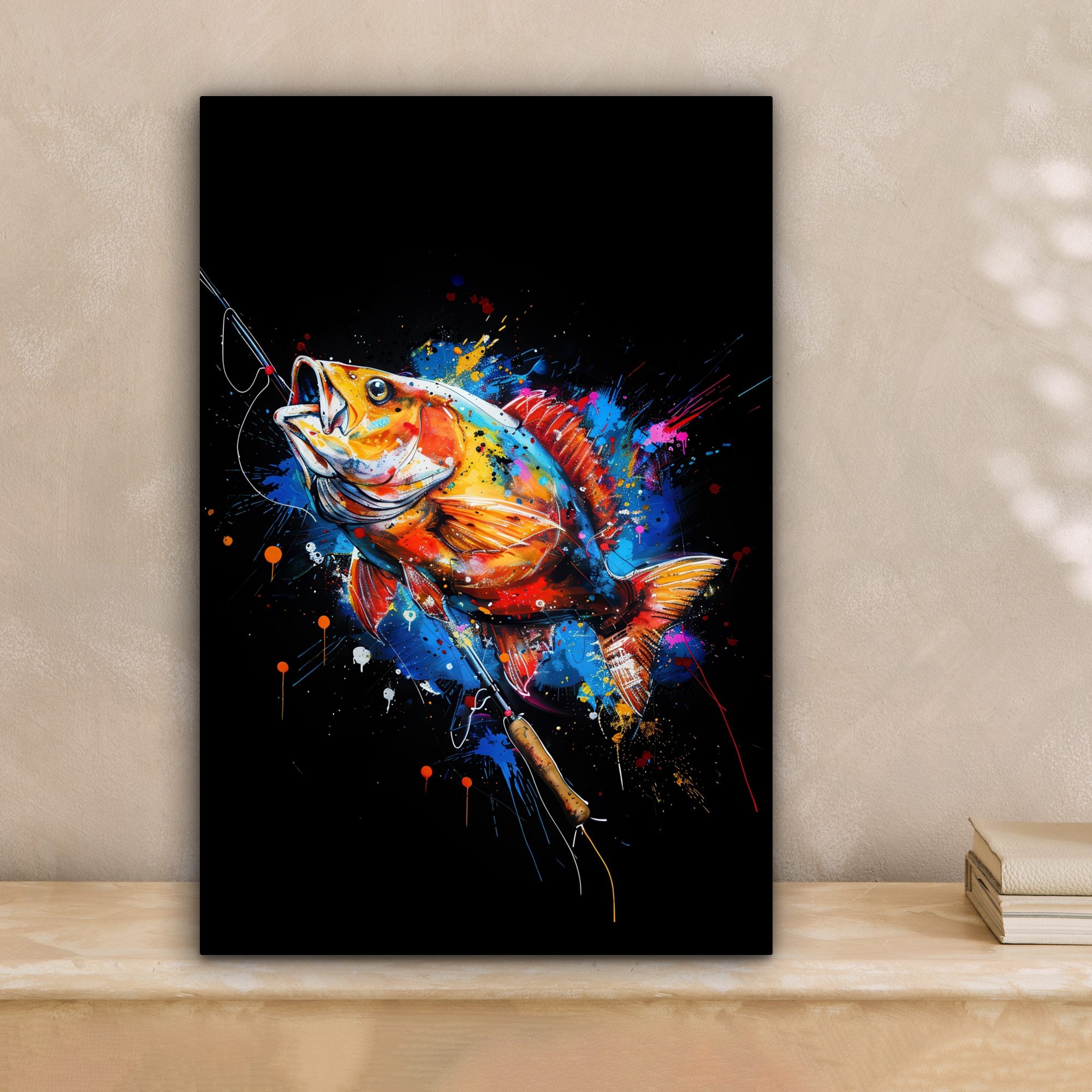 OneMillionCanvasses® Leinwandbild Graffiti - Sport - Angeln - Angelrute, Fo günstig online kaufen