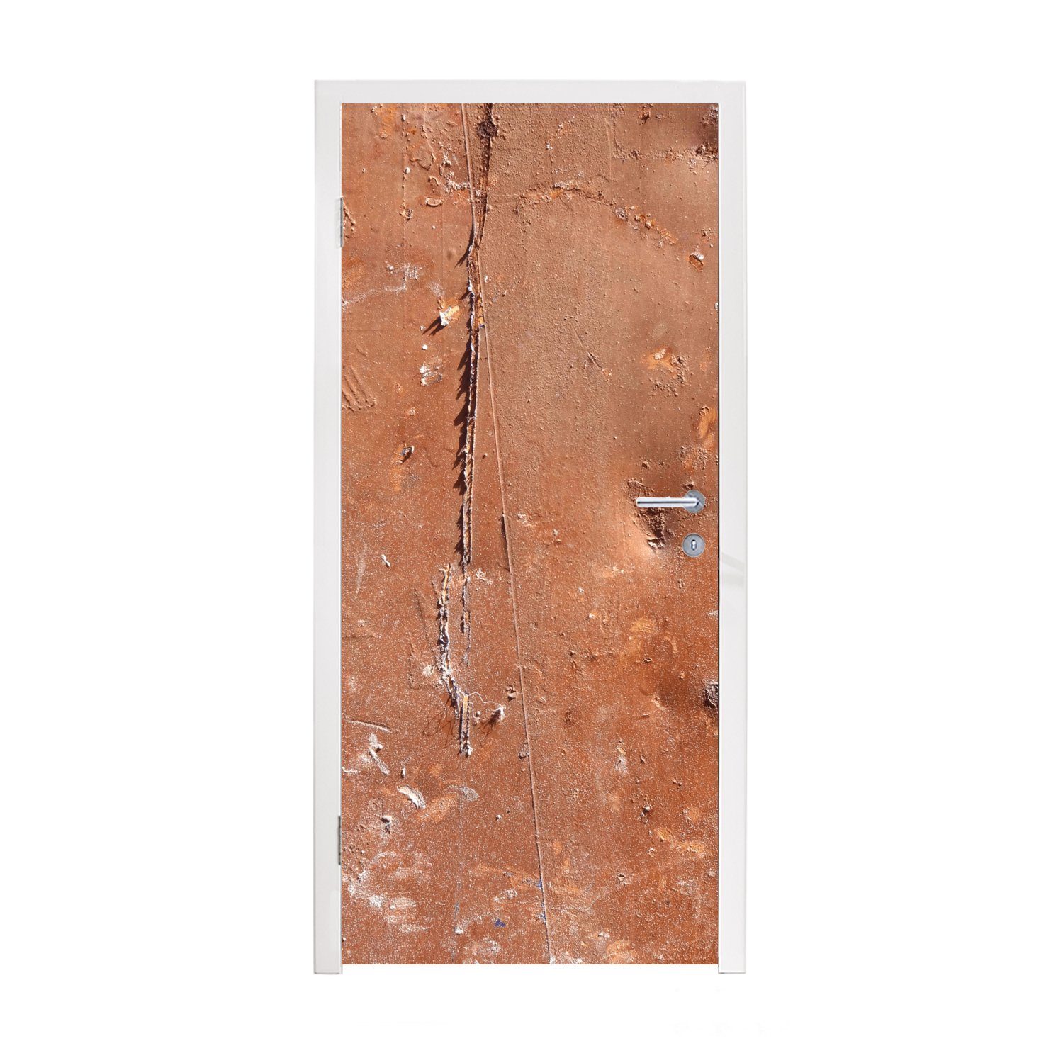 Matt, Türtapete St), - Tür, Fototapete Braun, (1 bedruckt, - cm MuchoWow Eisen 75x205 Türaufkleber, für Rost