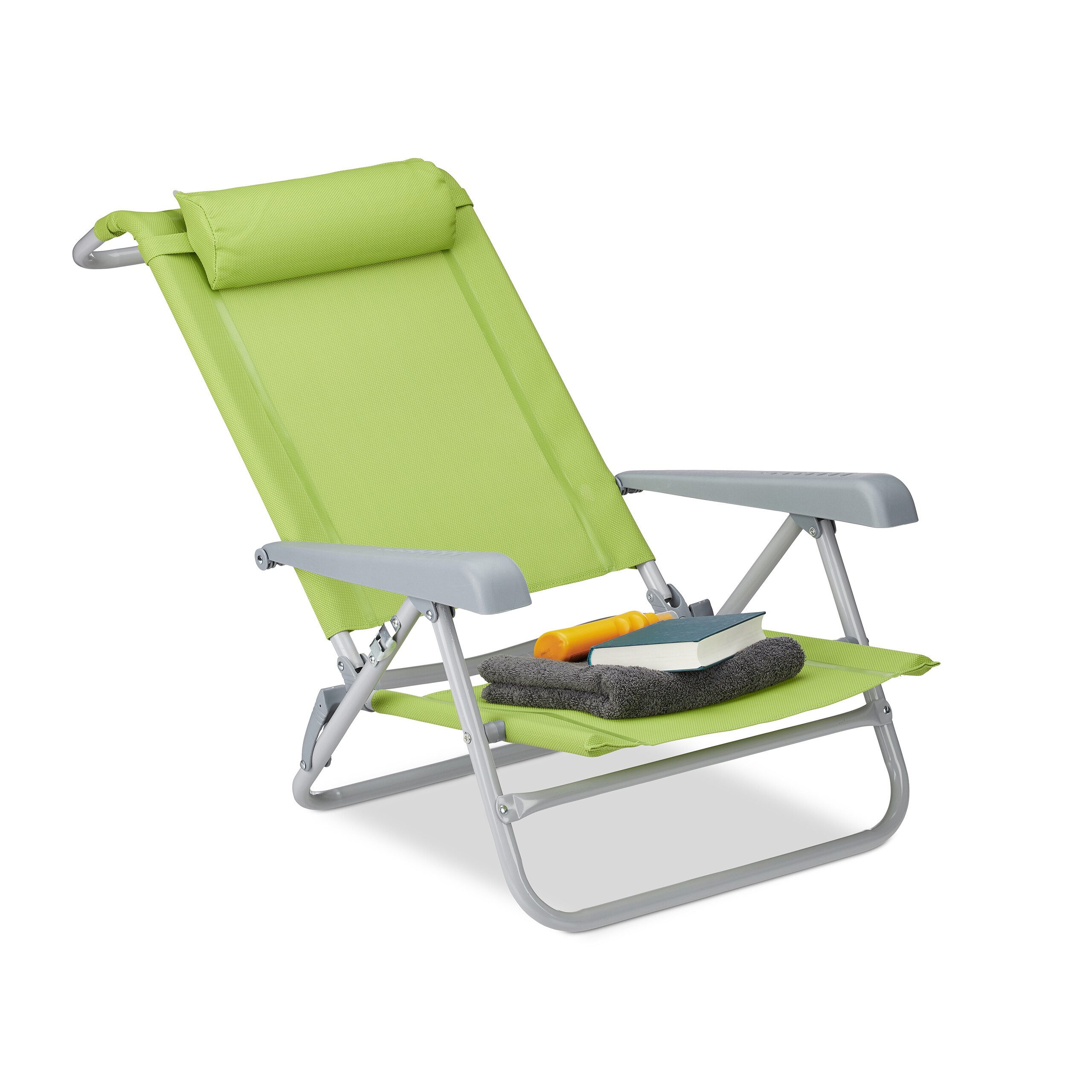 relaxdays Gartenliege Klappbarer Liegestuhl mit Nackenkissen, günstig online kaufen