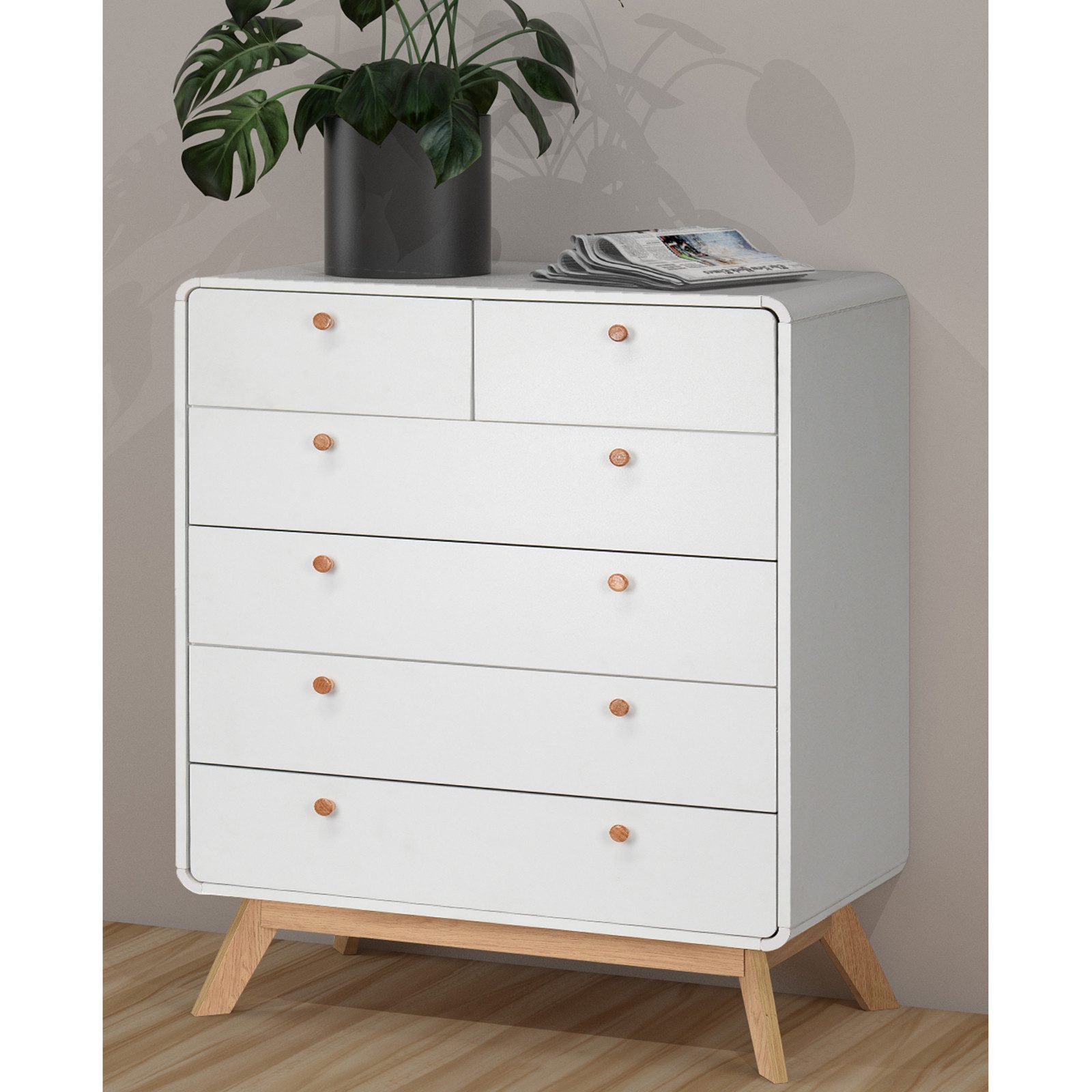 loft24 Kommode Caitlin, Schrank, Schubladenschrank, 6 Schubladen, Highboard, modern
