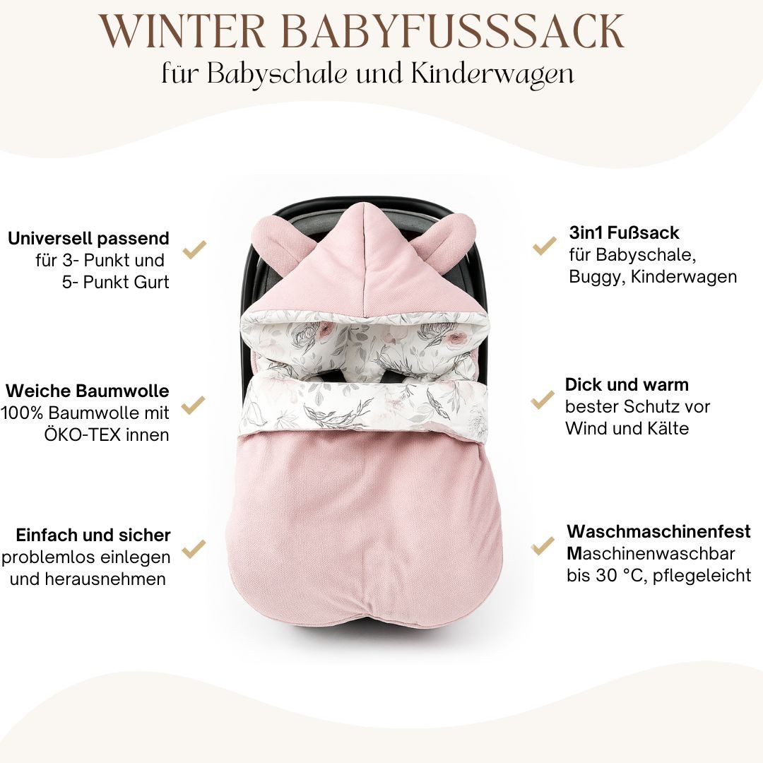 BABEES Fußsack Fußsack BABYFUßSACK für Babyschale Frühling Übergang warm mit Füllung, Einschlagdecke Fußsack Universal Baby GANZJÄHRIG