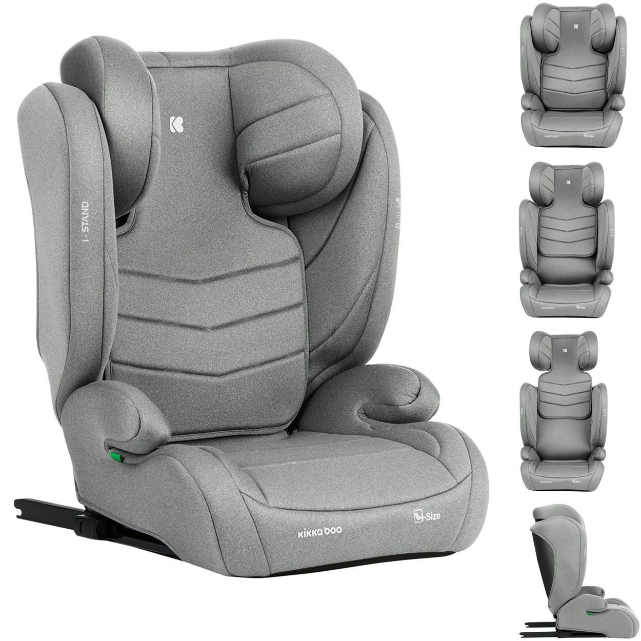 Kikkaboo Kindersitzerhöhung Kindersitz i-Stand i-Size, ab: 4, bis: 12, (100 - 150 cm) Gruppe 2/3 verstellbar Isofix