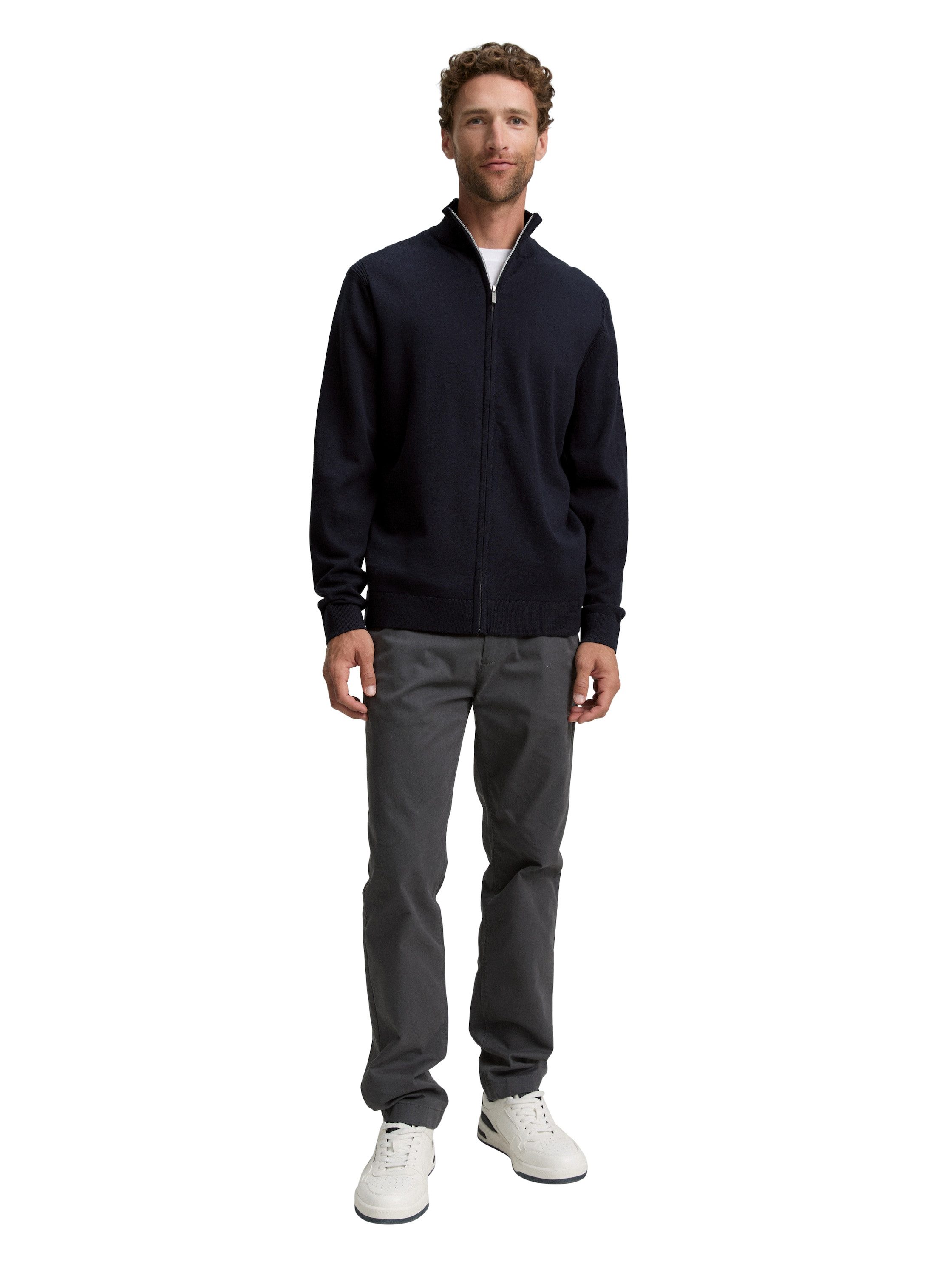 TOM TAILOR Strickjacke mit Logo Stickerei
