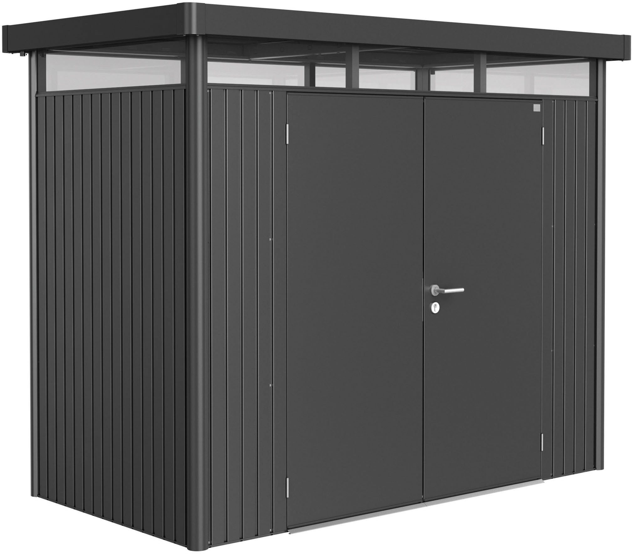Biohort Gerätehaus HIGHLINE Gr. H1, verschiedene Farben, BxT: 275x155 cm, stylisches Metall-Gartenhaus mit Flachdach