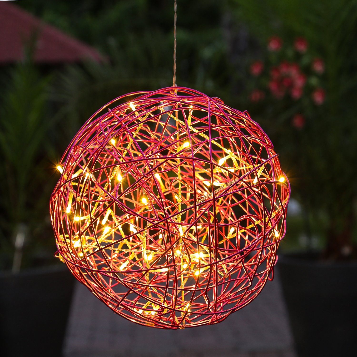MARELIDA LED Kugelleuchte LED Drahtkugel 30cm 50LED pink Kugelleuchte
