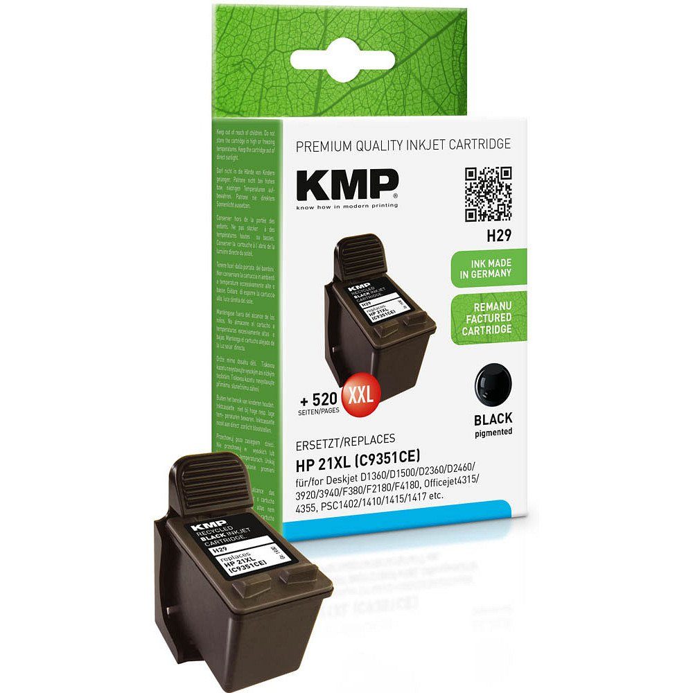 KMP 1 Tinte H29 ERSETZT HP 21XL - black Tintenpatrone (1 Farbe, 1-tlg)