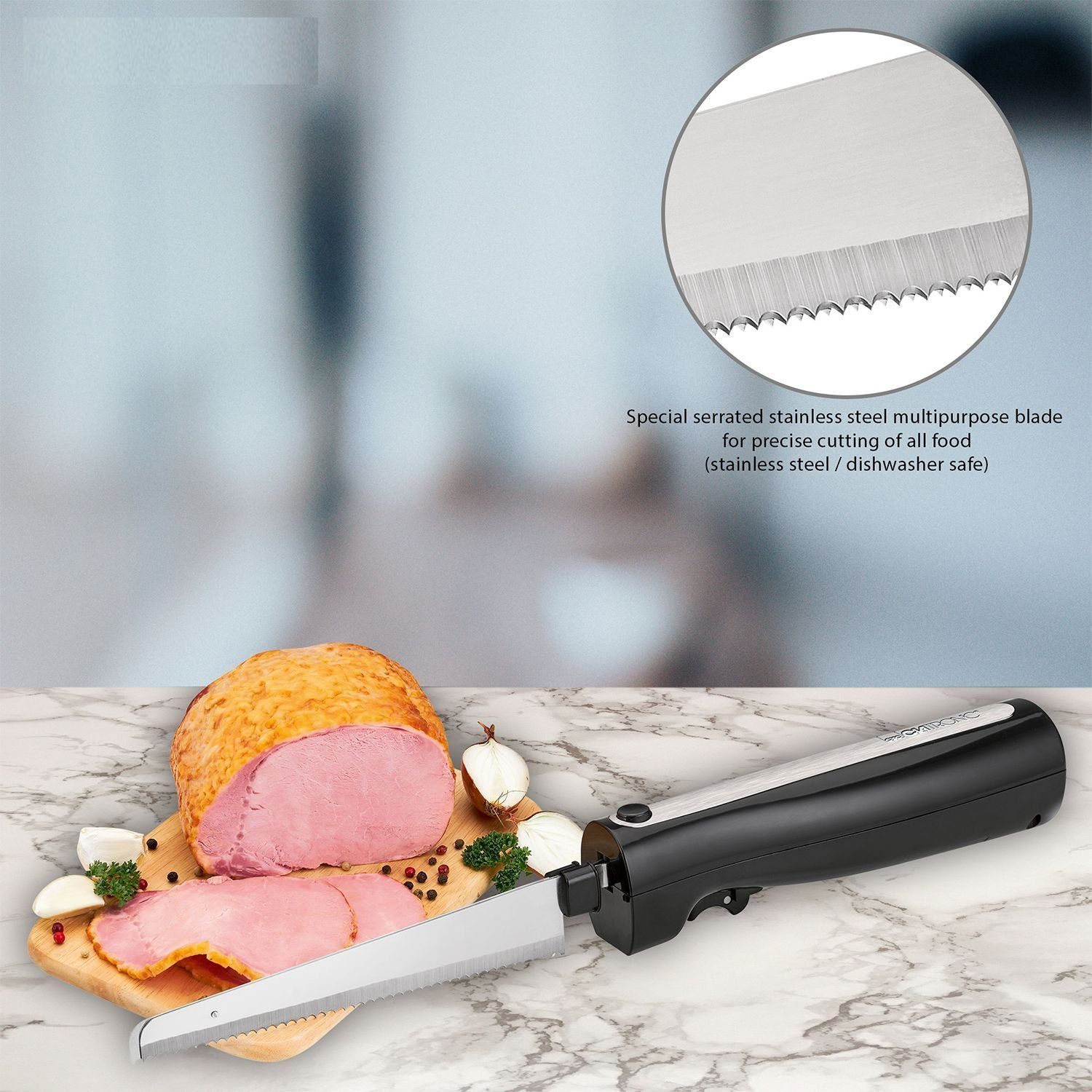 Elektromesser Elektrisch Schwarz Messer bmf-versand Elektromesser Fleisch Brot Doppelklingen