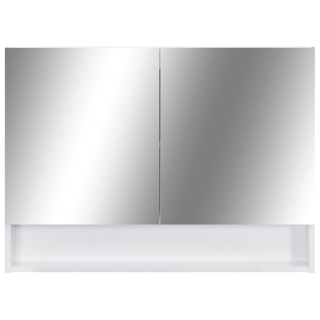 Badezimmerspiegelschrank 80x15x60 Weiß (1-St) cm vidaXL MDF LED-Bad-Spiegelschrank