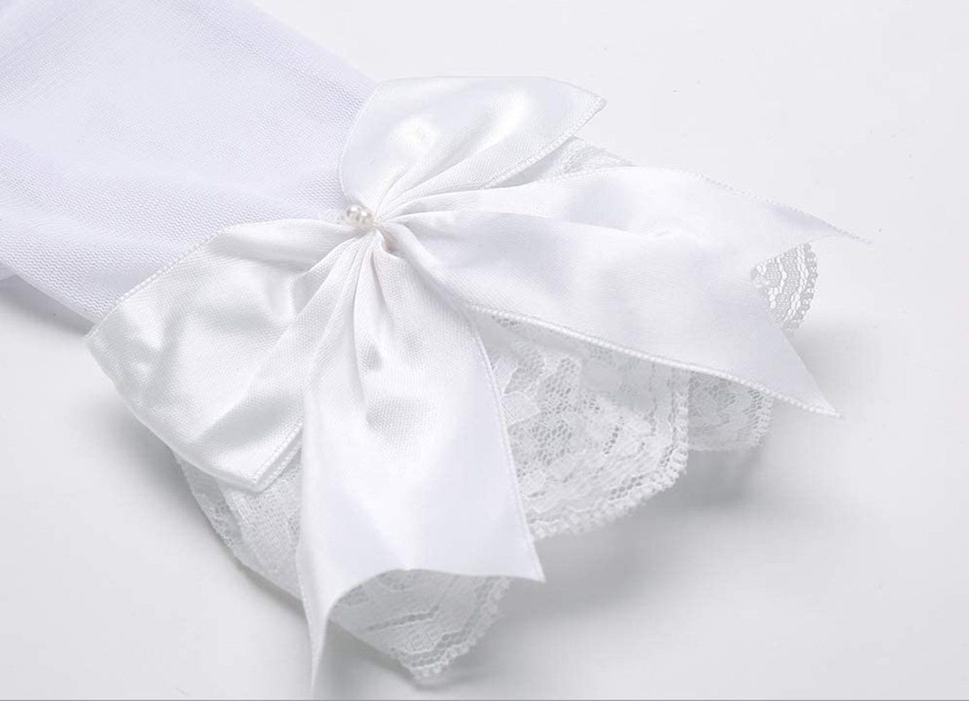 SCHUTA Abendhandschuhe Braut Brautkleider, Weiß Kleiderhandschuhe,Schmetterlingsknotenhandschuhe