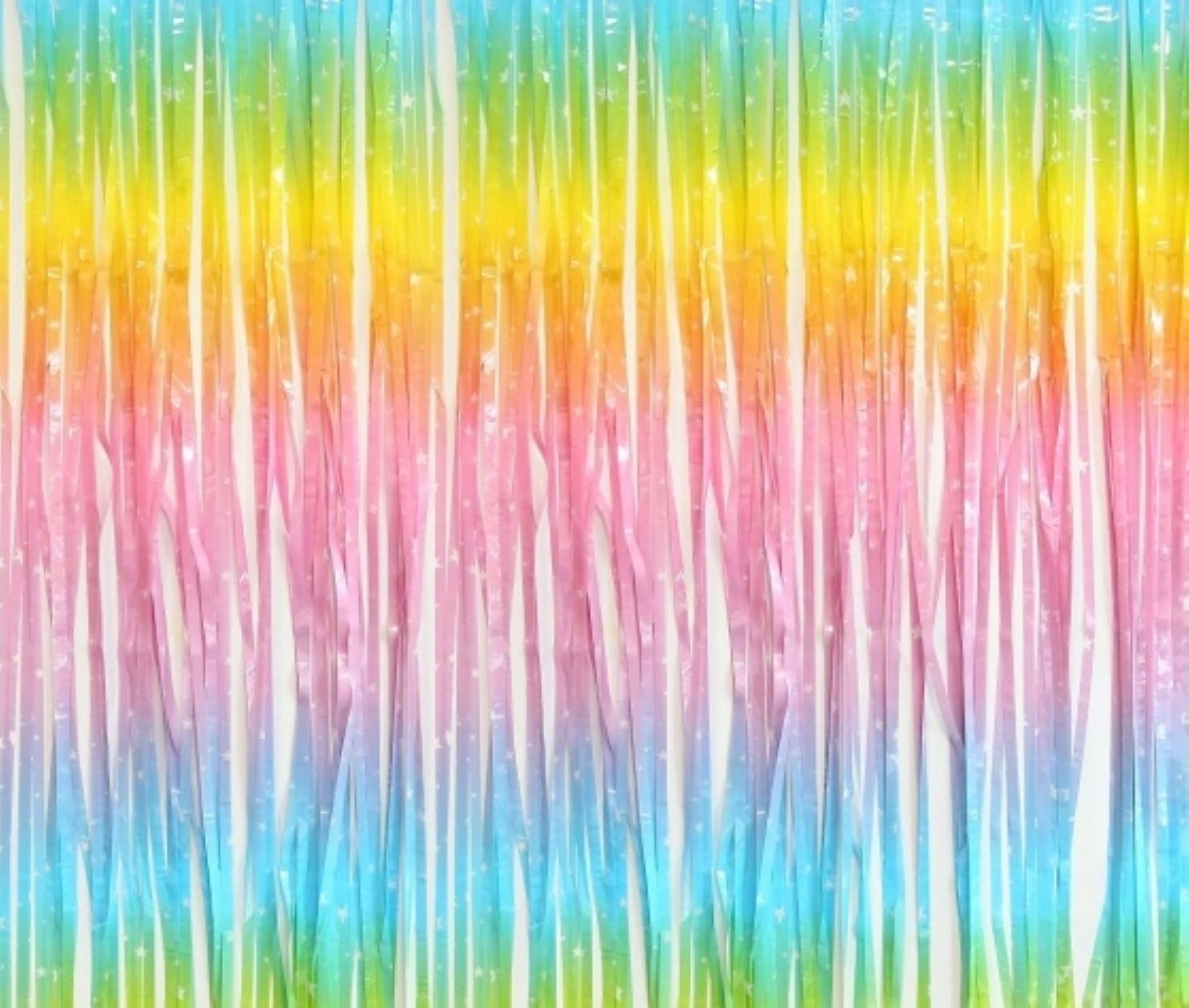 Festivalartikel Dekorationsfolie Pastell Regenbogen Partyvorhang Fotohintergrund 200x100cm, (1St)