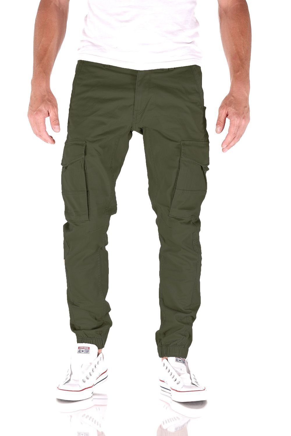 Jack & Jones Cargojeans Jack & Jones Paul Flake Cargo Tapered Fit Herren Jeans Hose Ivy Green