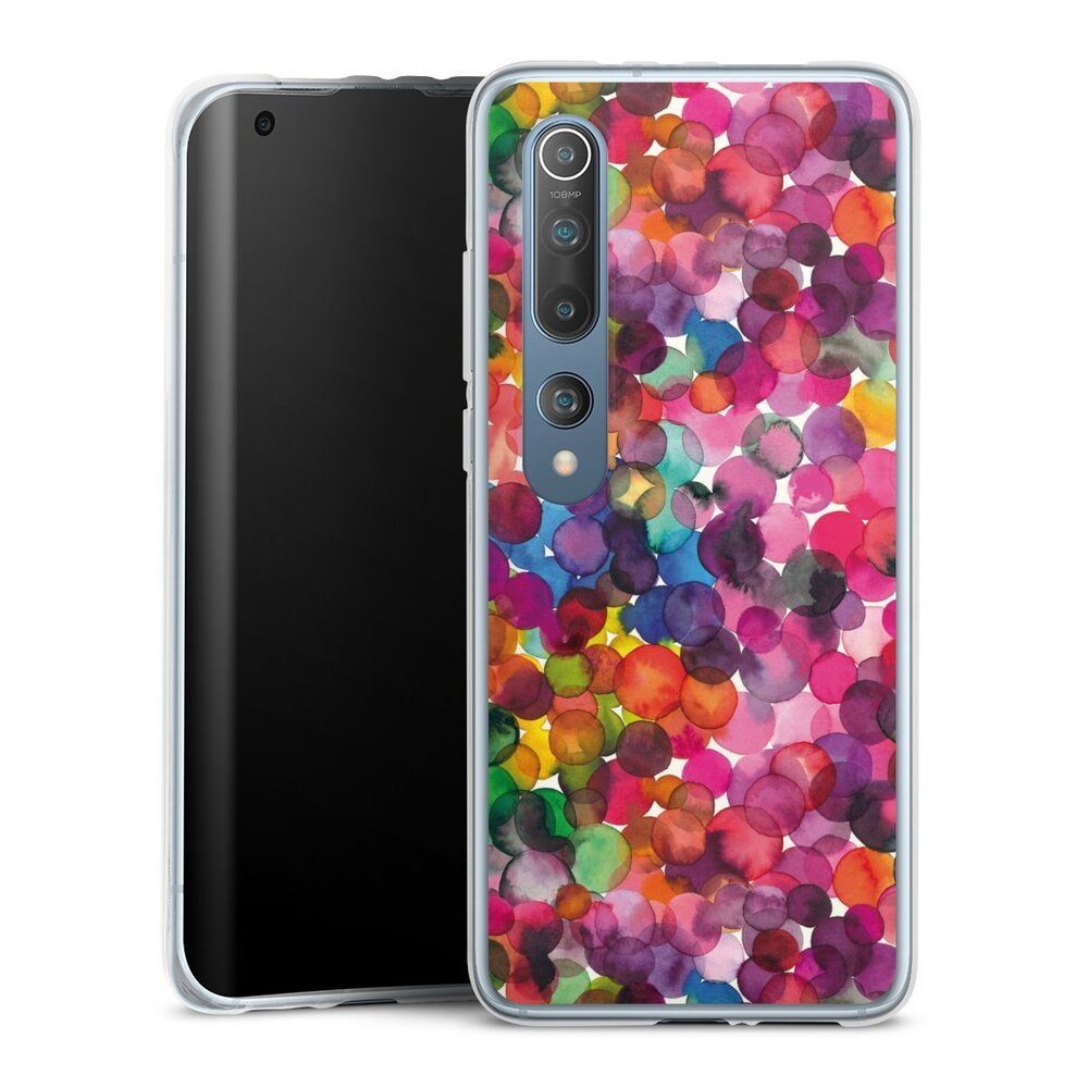 DeinDesign Handyhülle bunt Punkte Wasserfarbe Overlapped Watercolor Dots, Xiaomi Mi 10 Silikon Hülle Bumper Case Handy Schutzhülle