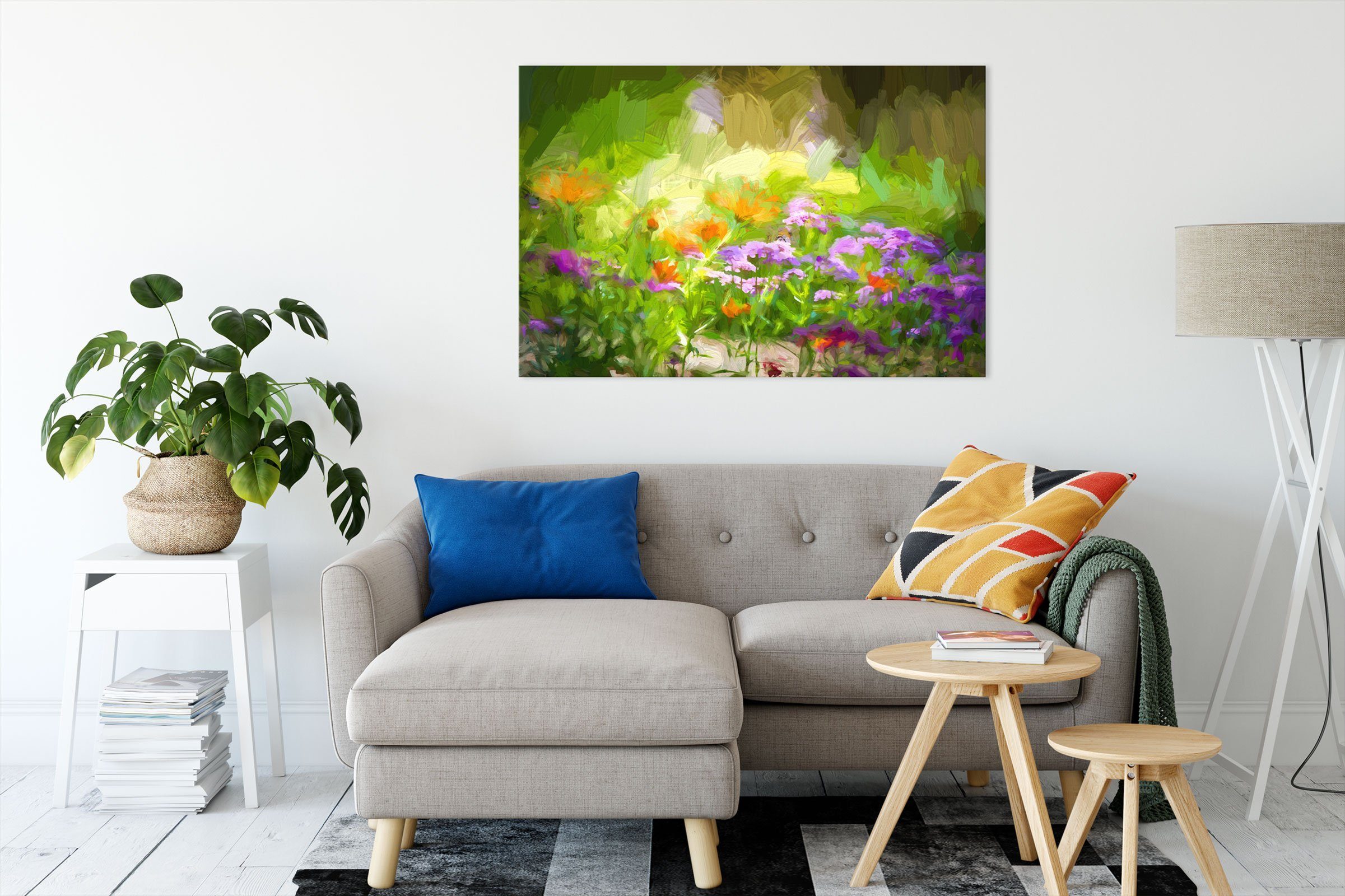 Pixxprint Leinwandbild Blumenwiese, Blumenwiese (1 St), Leinwandbild fertig bespannt, inkl. Zackenaufhänger