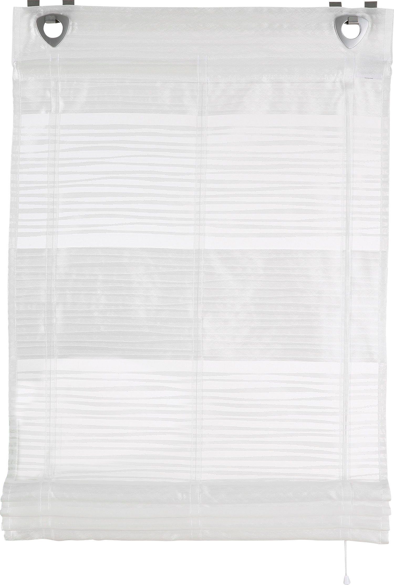 HOME WOHNIDEEN Raffrollo Sarnia, mit Hakenaufhängung, ohne Bohren, mit Querstreifen