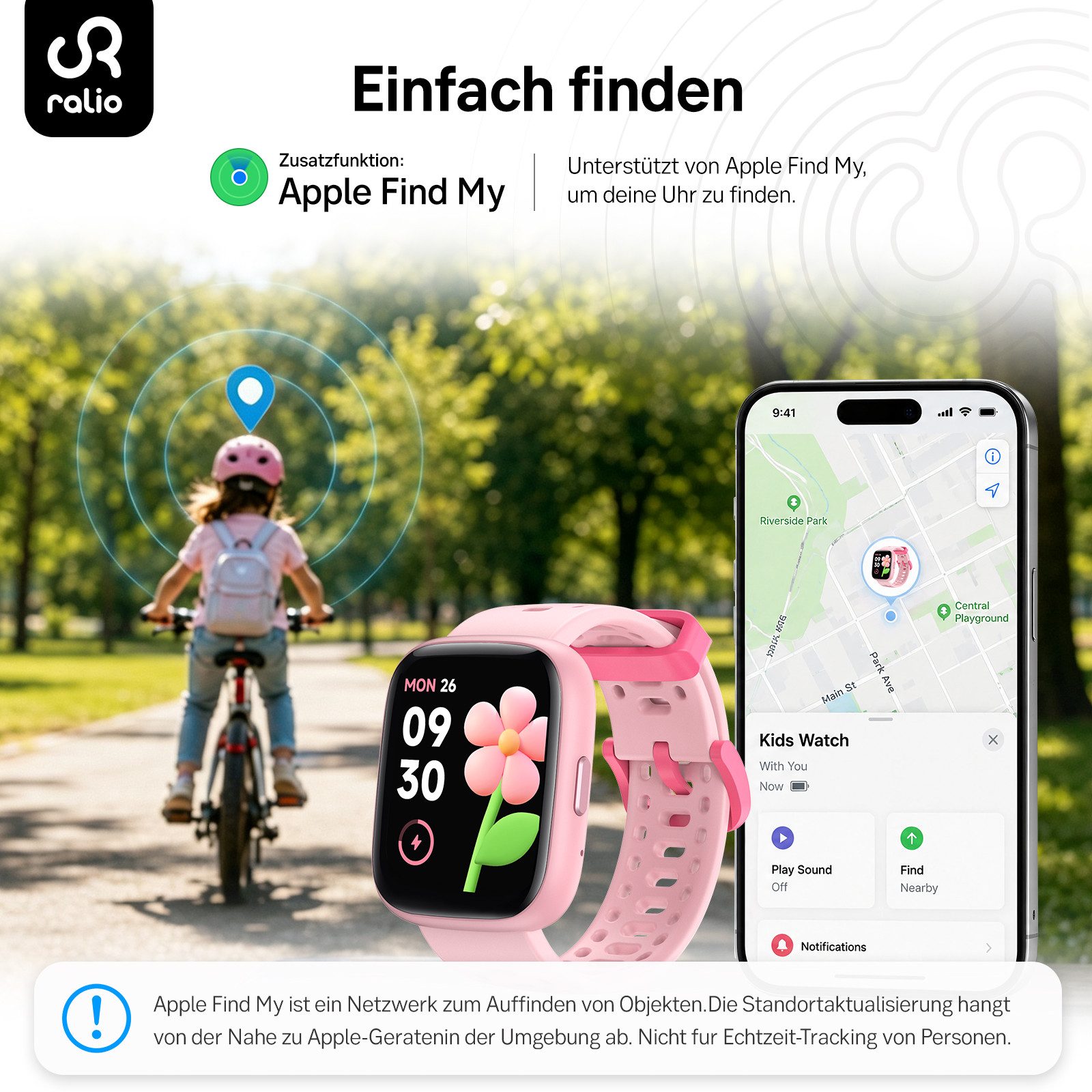 Ralio Smartwatch Kinder als Geschenk für kinder, Kompatibel mit Android/iOS Smartwatch (1.83 Zoll) Kinderuhren mit Apple Wo ist?", Spielen und 80+ Sportmodi, Sportwatch mit Schrittzähler, Wecker, IP68 Wasserdicht, Fitness Tracker mit Herzfrequenz, Kalorien, Schritt, Schlafanalyse