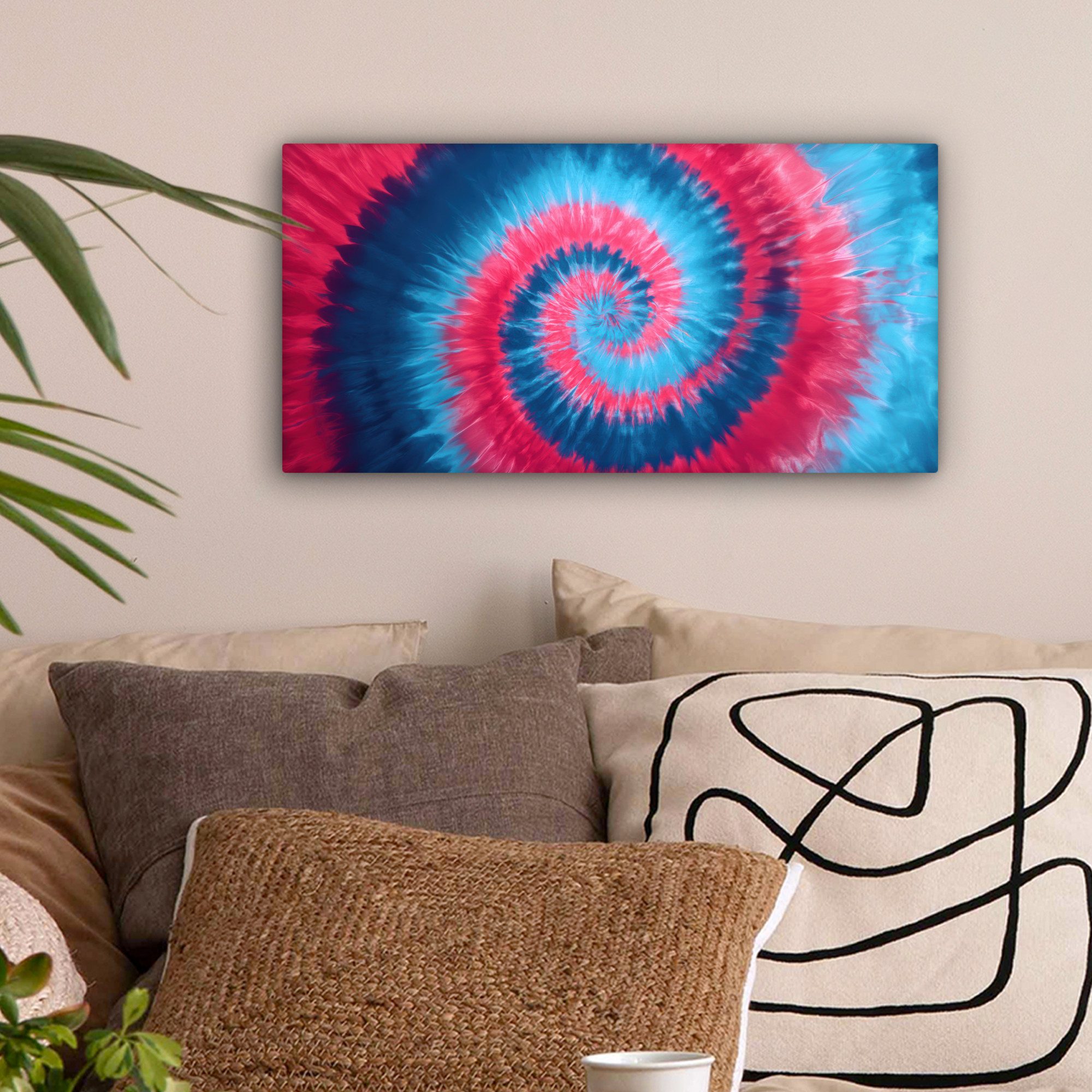 OneMillionCanvasses® Leinwandbild Panorama Spirale - Rosa - Rotierend, Fotodruck (1 St), Leinwand Bilder für Wohnzimmer Schlafzimmer 60x30 cm