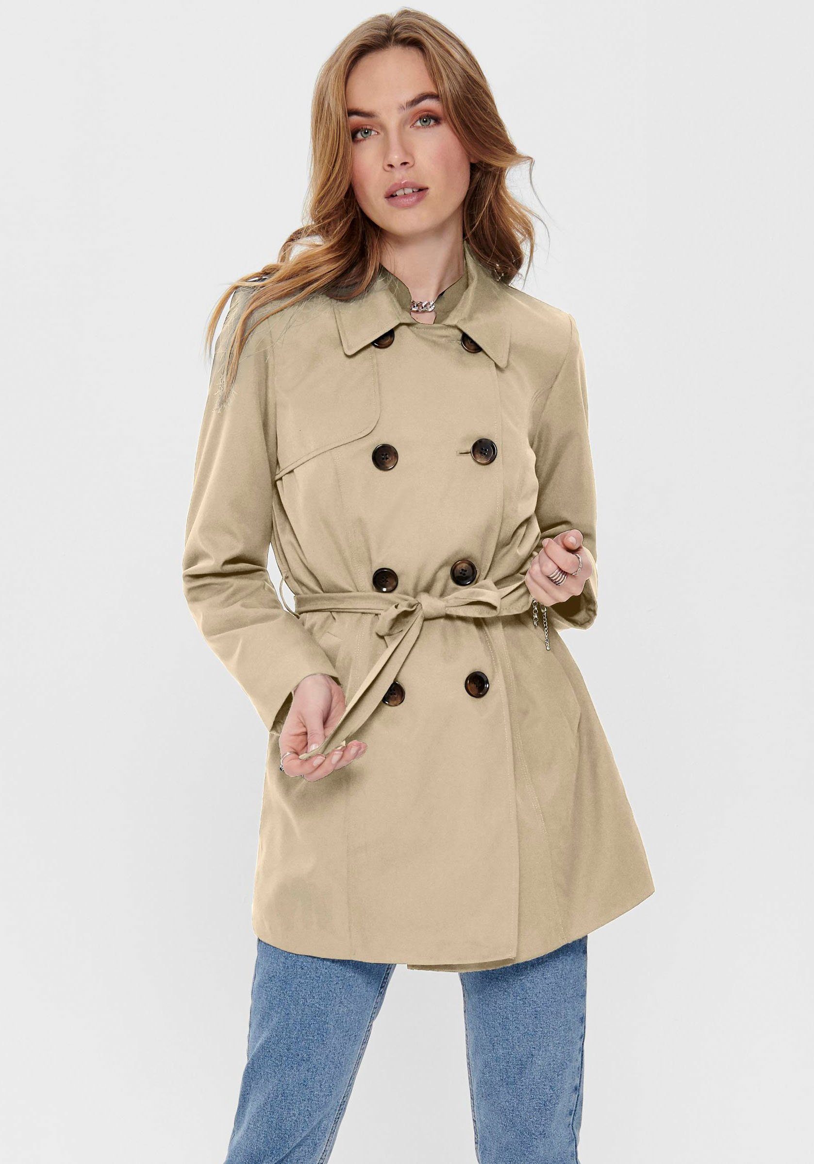 Trenchcoat ONLVALERIE OTW NOOS Femme - Long - 100% Polyester - Ceinture - Style Classique