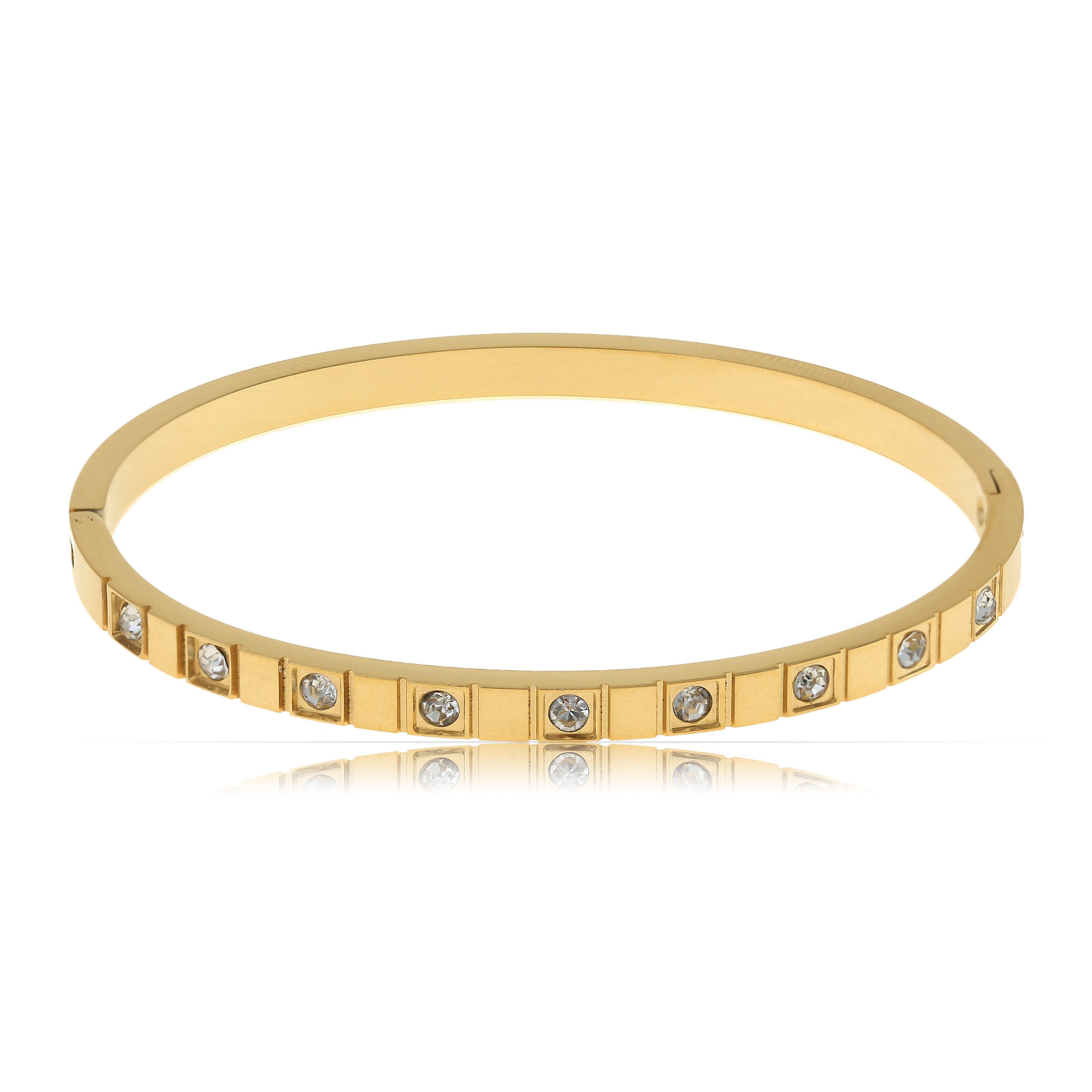 Made by Nami Armreif Damen Armreif Gold mit runden Edelsteinen 5.8 cm, aus günstig online kaufen