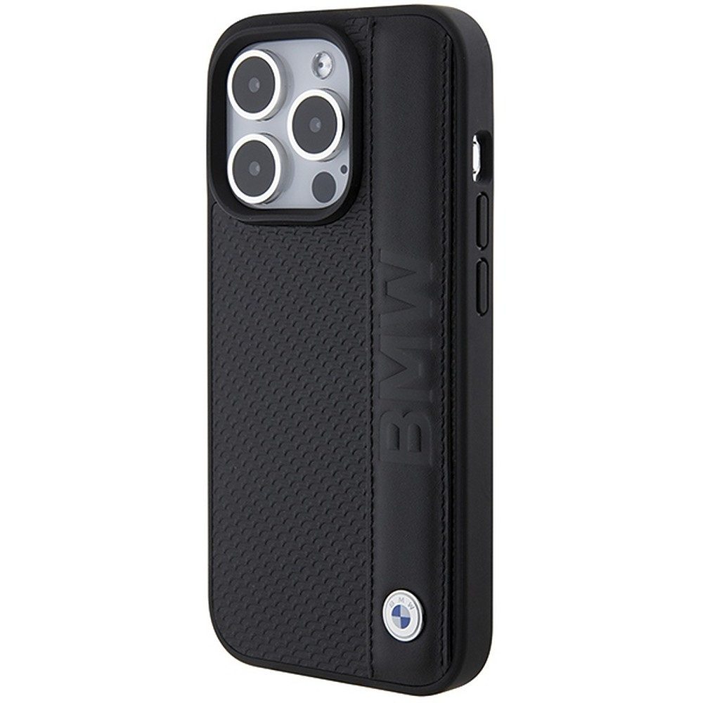 BMW Handyhülle Case Lederoptik, BMW Lizenz, Echtleder, Metalllogo