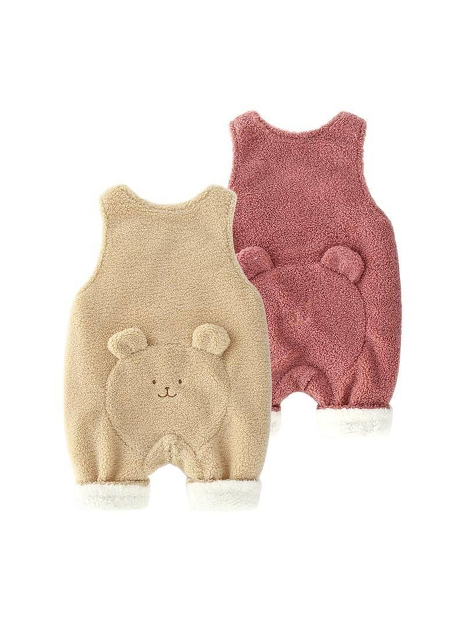 Lapastyle Plüschoverall Einteiliger Babys Overall Strampler für Kinder, Rosa Plüsch Bodysuit, einfarbiger Schnappverschluss süßer warmer (1-tlg) Einfacher
