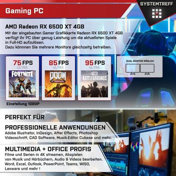 SYSTEMTREFF Basic Gaming-PC-Komplettsystem (24", AMD Ryzen 5 5600, Radeon RX 6500 XT, 16 GB RAM, 1000 GB SSD, Windows 11, WLAN)