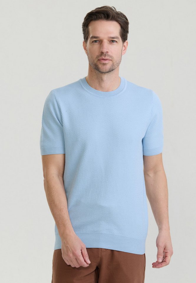 Felix Hardy T-Shirt Basic-Strick-T-Shirt mit Rundhalsausschnitt und Knöpfen