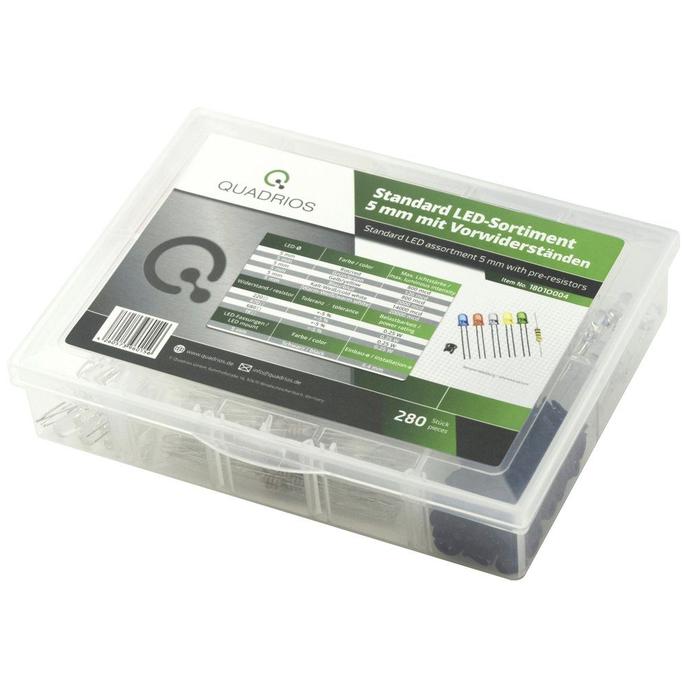 Quadrios LED-Leuchtmittel Quadrios LED-Sortiment Rot, Grün, Gelb, Blau, Kaltweiß, Warmweiß 5